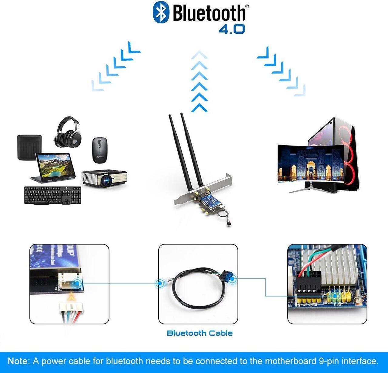 Alt view image 2 of 7 - Weastlinks 600Mbps WIFI PCI Express Network Card 2.4G/5GHz Wireless WiFi Bluetooth PCI-E LAN Card 802.11 ac/b/g/n Adapter For Computer