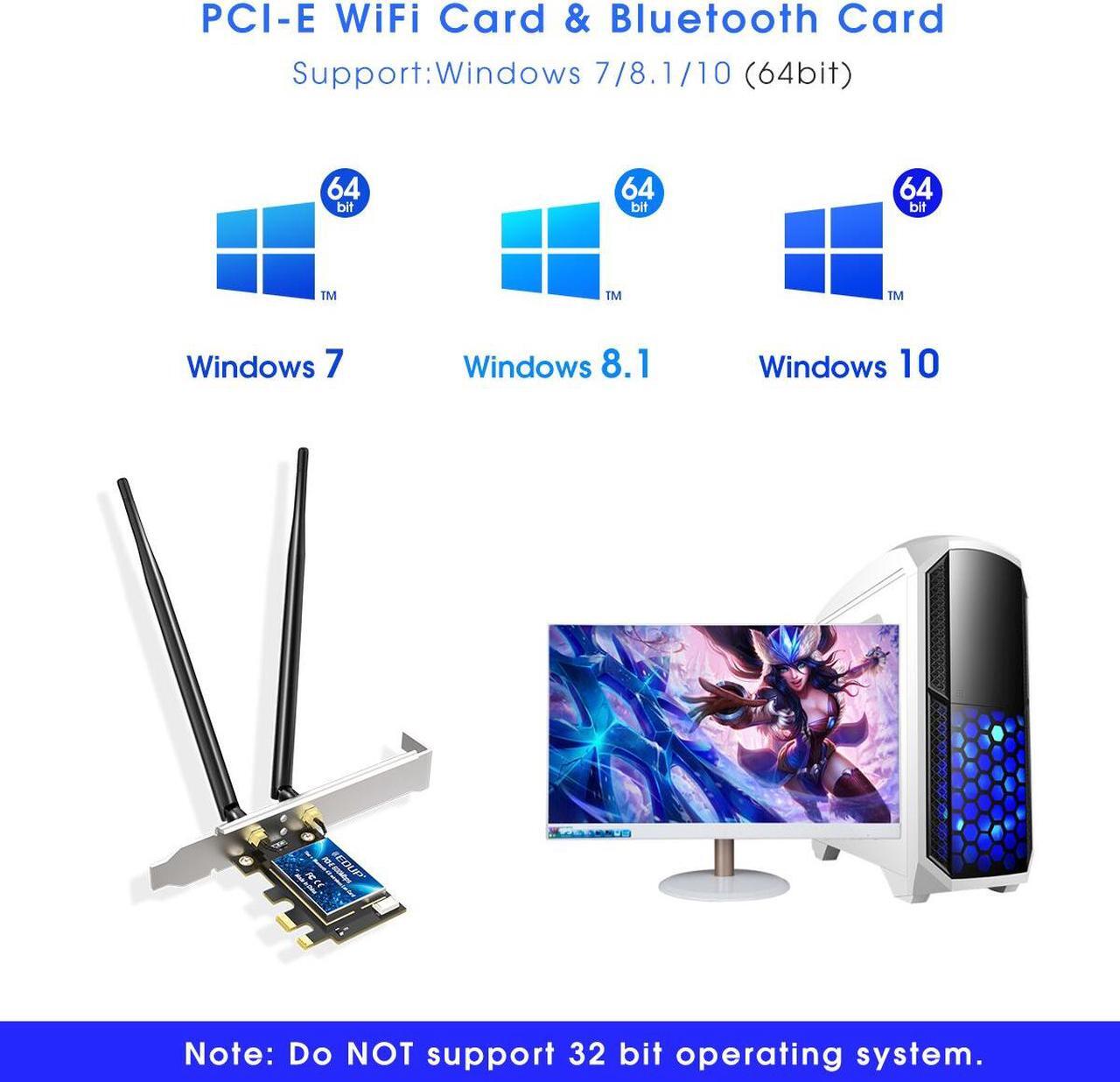 Alt view image 3 of 7 - Weastlinks 600Mbps WIFI PCI Express Network Card 2.4G/5GHz Wireless WiFi Bluetooth PCI-E LAN Card 802.11 ac/b/g/n Adapter For Computer