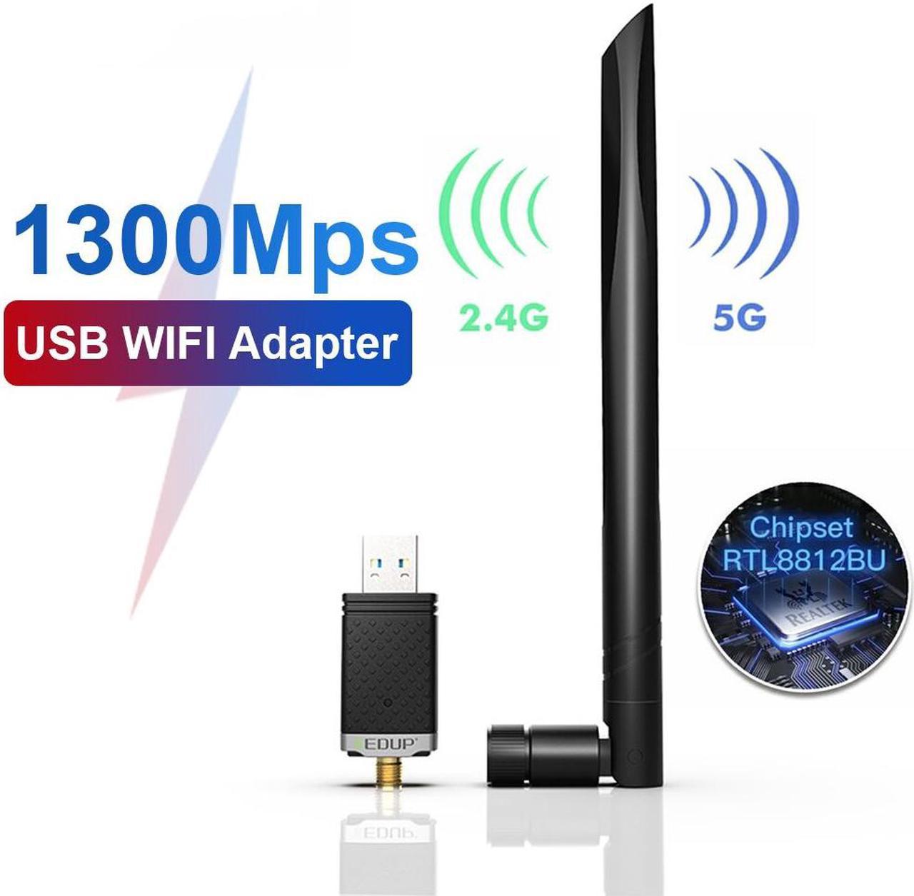 Weastlinks 1300Mbps USB Wifi Adapter 2.4GHz/5GHz Band Wirelss RTL8812BU Network Card 5dBi Strong Antenna USB WiFi Dongle For PC Mac