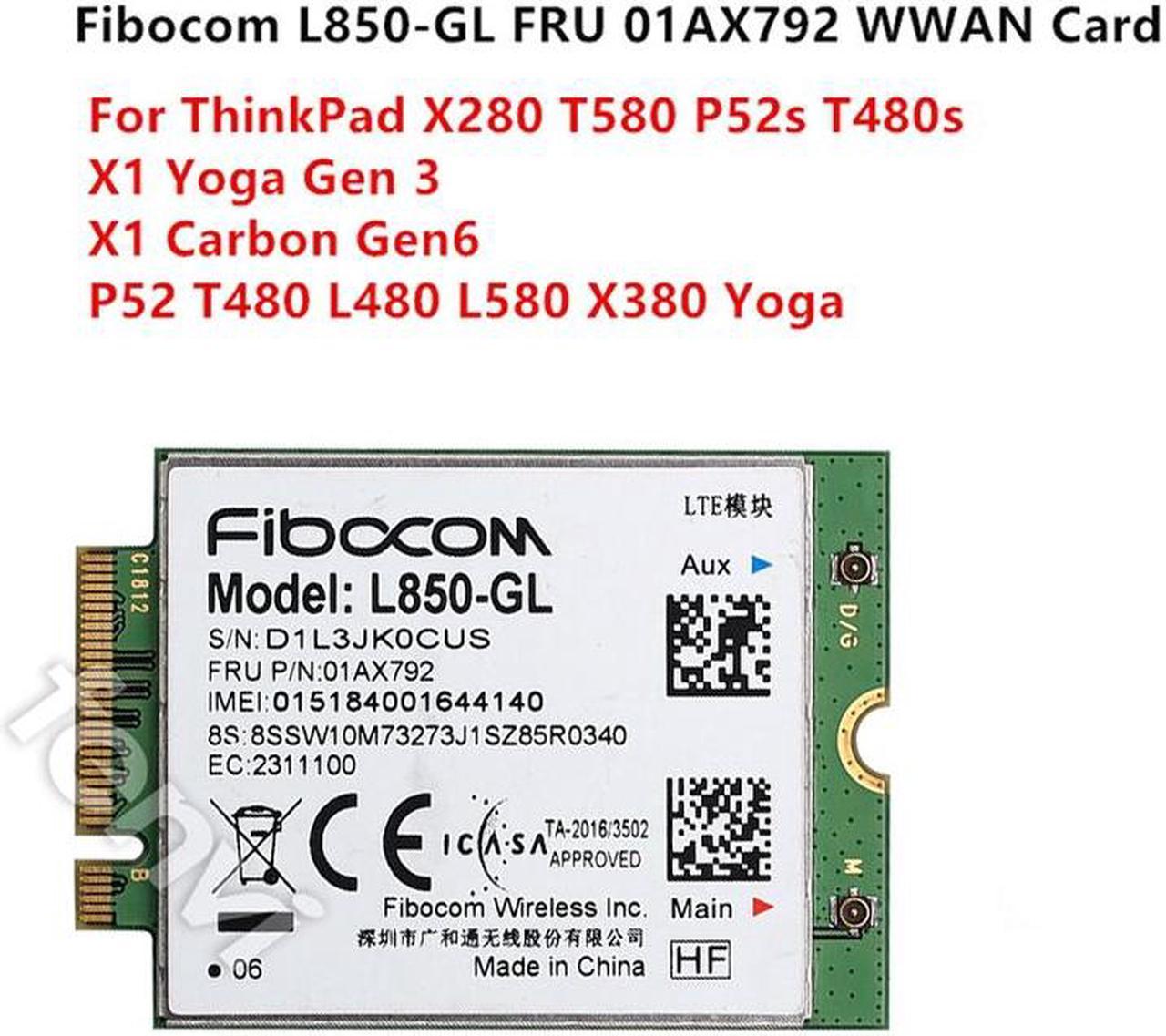 Weastlinks Fibocom L850-GL M.2 Card FRU 01AX792 4G LTE Wireless Module Lenovo ThinkPad X1 Carbon Gen6 X280 T580 T480s L480 X1 Yoga Gen 3