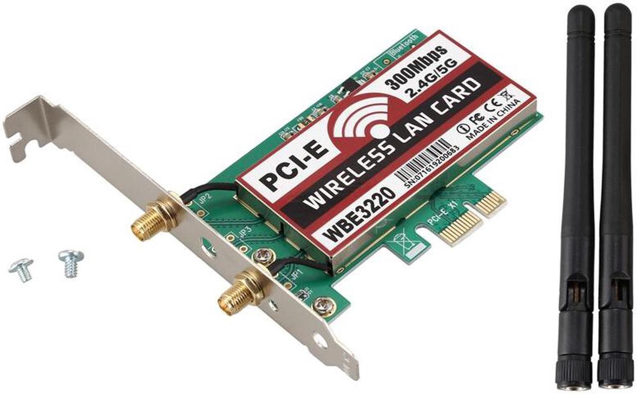 Weastlinks 2 Antenna network card 4G/5G 300Mbps PCI-E X1 WiFi Wireless Card Adapter Chipset for BCM4322 WBE3220