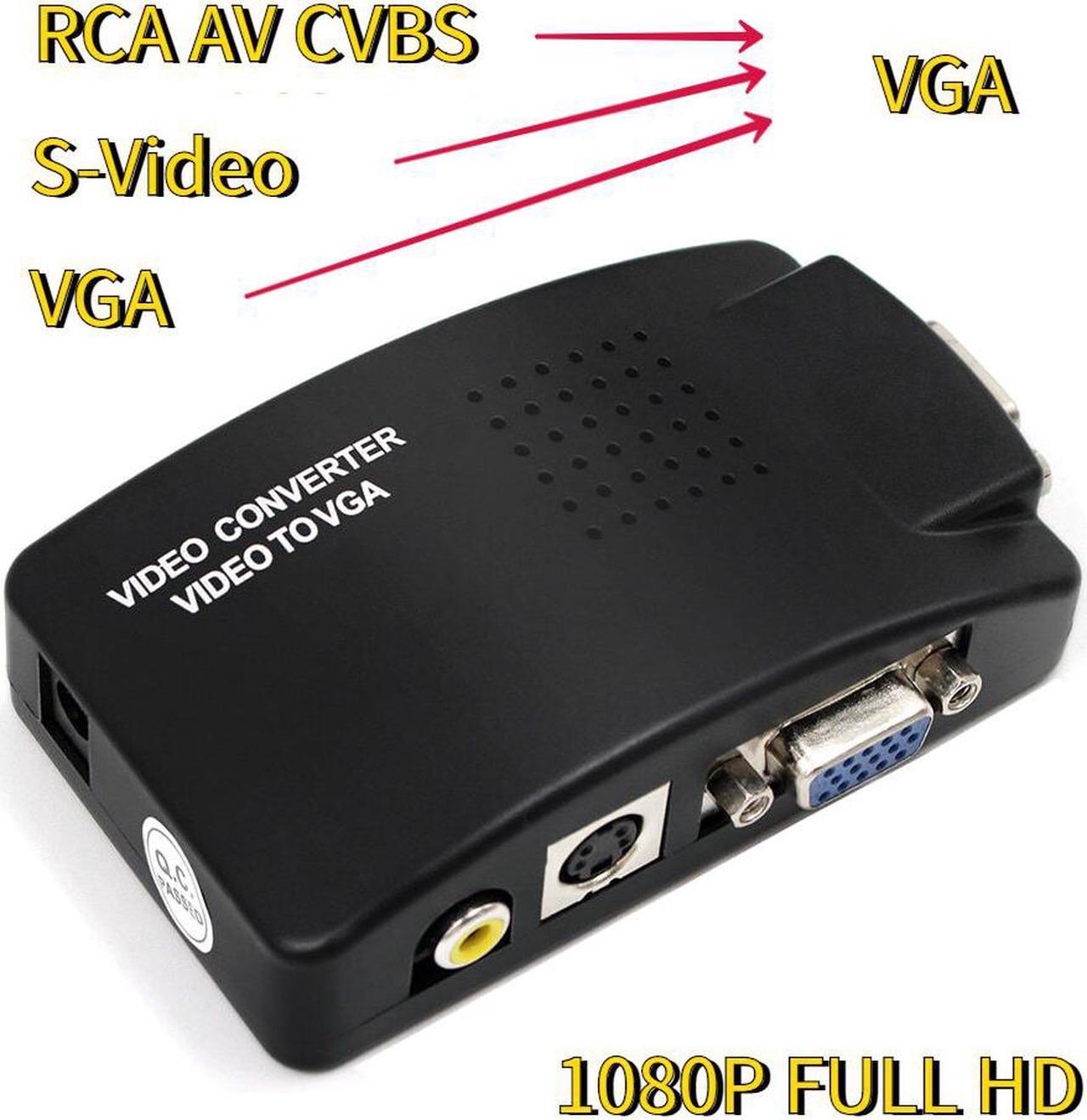 Weastlinks AV to VGA Adapter RCA VGA Converter PC Laptop Video TV RCA Composite S-Video AV In To PC VGA LCD Out Converter Switch Box Black