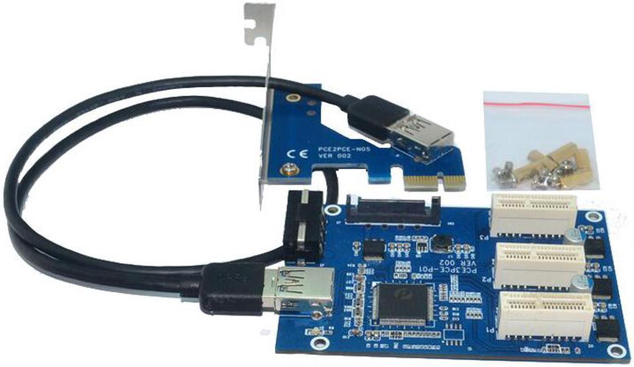 Weastlinks PCI-E to 3 Port PCIE External & Internal 1 to 3 PCI express 1X slots Riser Card Expansion adapter PCI-e Port Multiplier