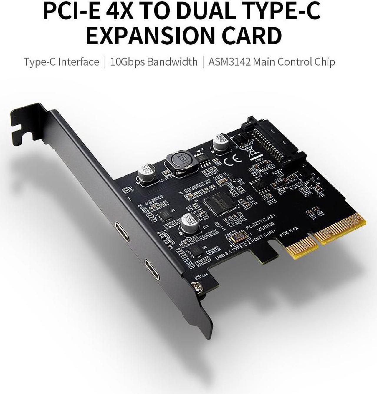 Weastlinks SuperSpeed USB 3.1 PCI-Express Card with Dual Reversible Type-C Ports 5V 15Pin Connector Gen 2 10 Gbps PCI Express Card 10Gbps