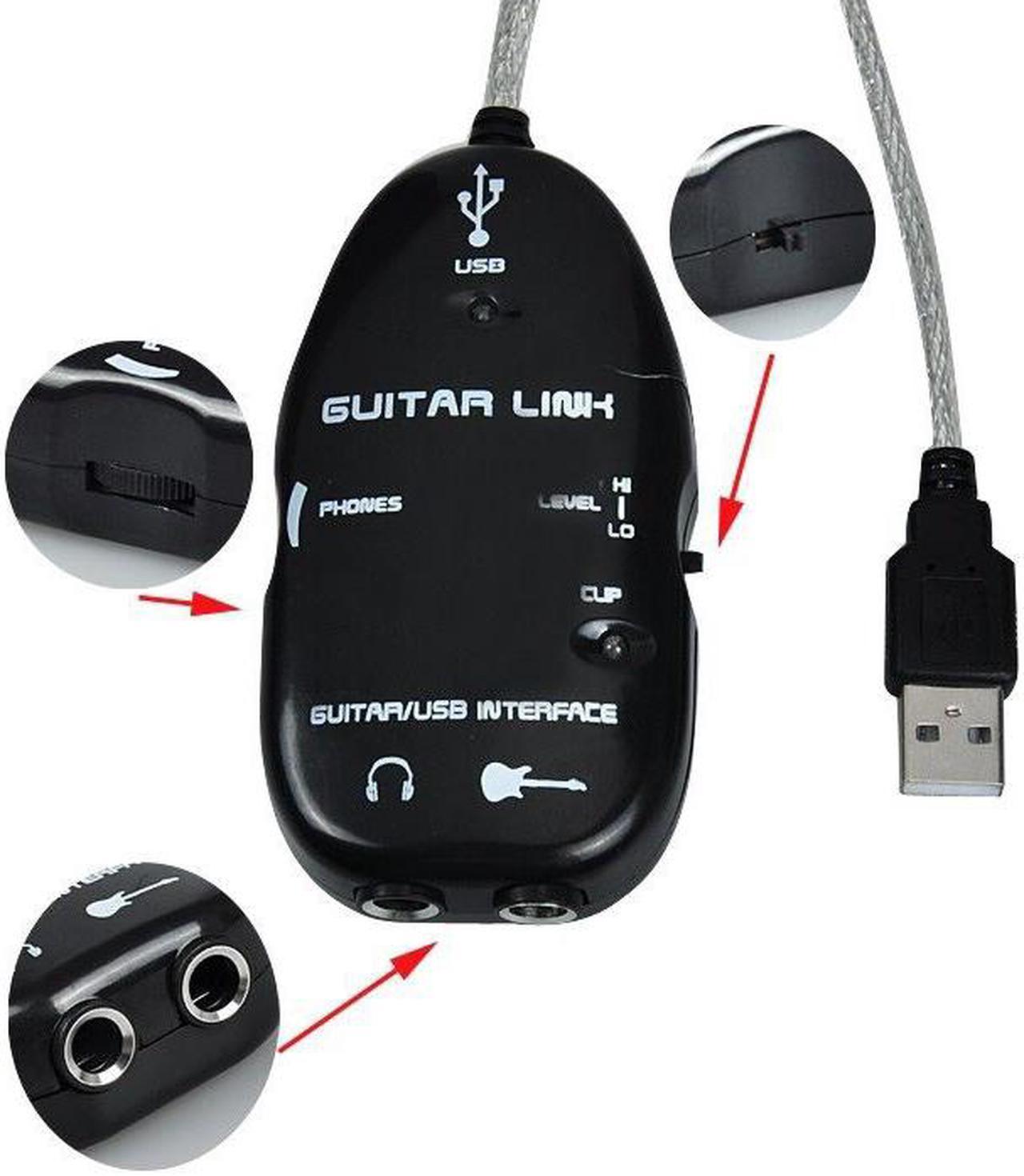 Weastlinks Black Easy Plug and Play Guitar Link to USB Interface Cable for PC and Video Recording