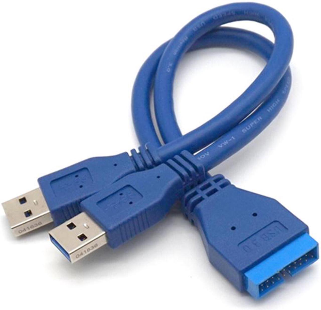 Weastlinks Dual 2 Port USB3.0 USB 3.0 A Male to Motherboard Mainboard 20Pin Cable Adapter 19 Pin USB Extension cable