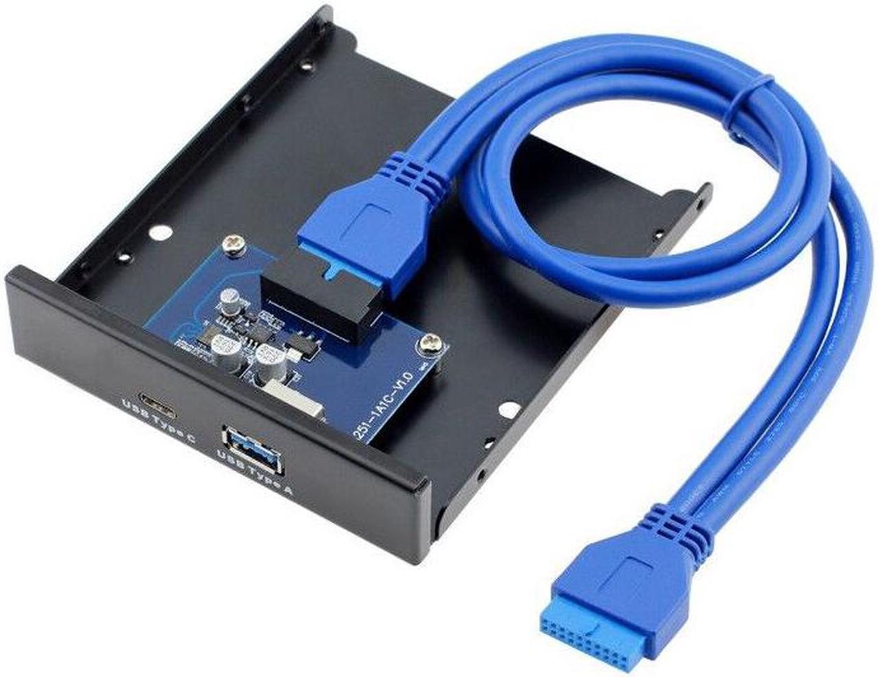 Weastlinks USB 3.0 Type-A & USB 3.1 Type-C USB-C Dual Port to Motherboard 20 Pin Front Panel for 3.5" Floppy Bay