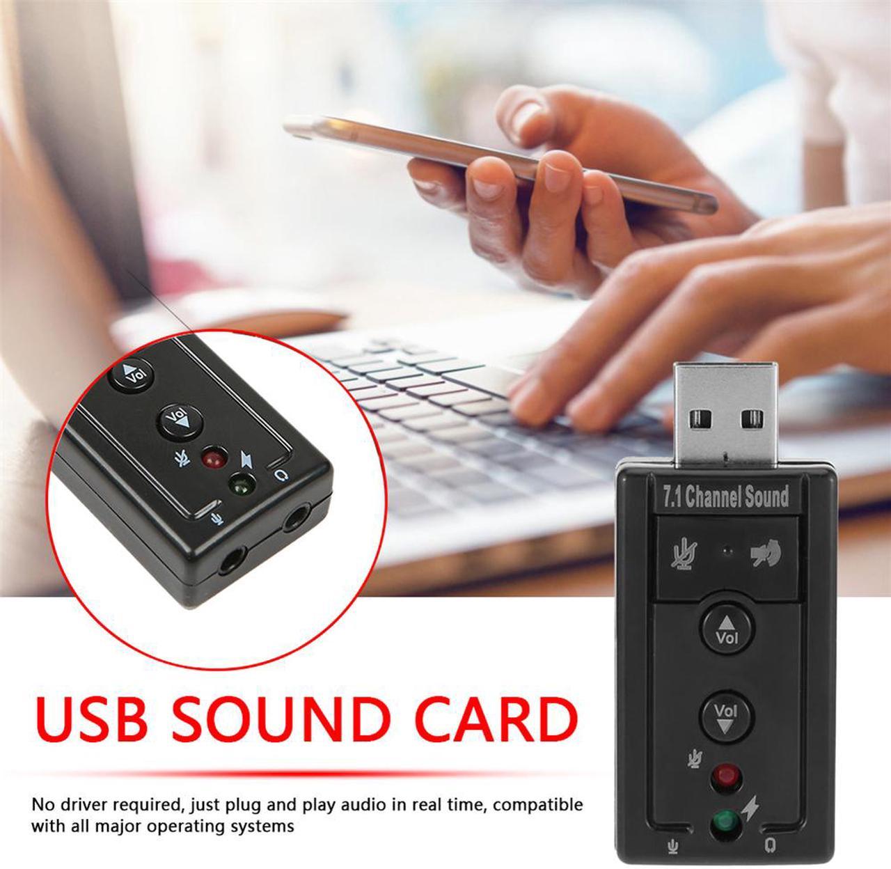 Weastlinks External USB Sound Card USB2.0 Virtual 7.1 Channel Stereo 3.5mm Headphone Audio Adapter Microphone Sound Card