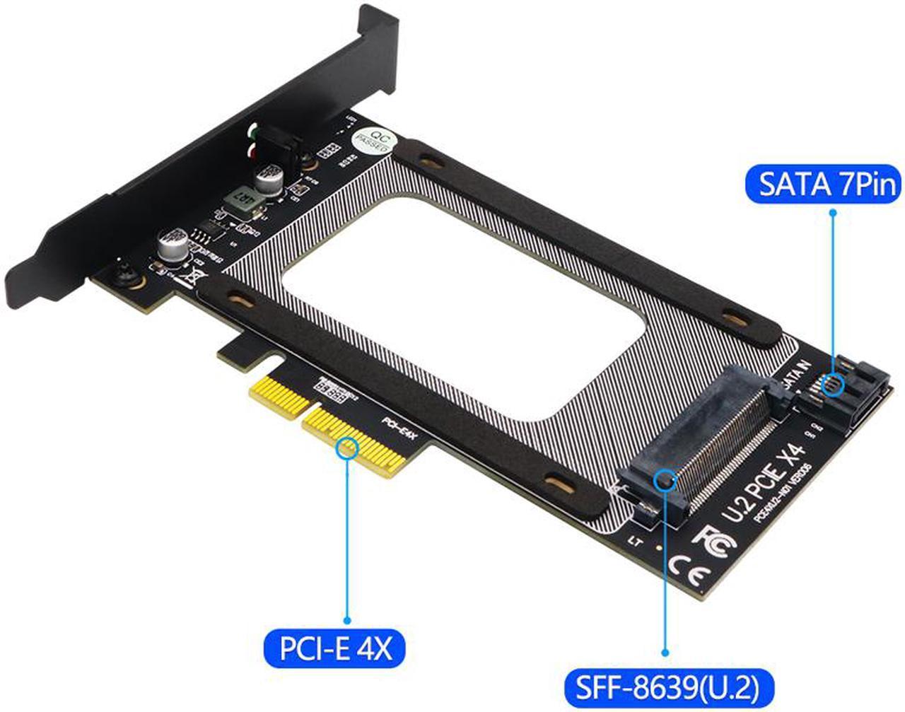 Weastlinks U2 to PCI E Adapter Card Riser PCI Express 3.0 4X U.2 SFF-8639 Adapter PCIe U.2 SSD to PCI-E Card Support Intel 2.5" NVME U2 SSD