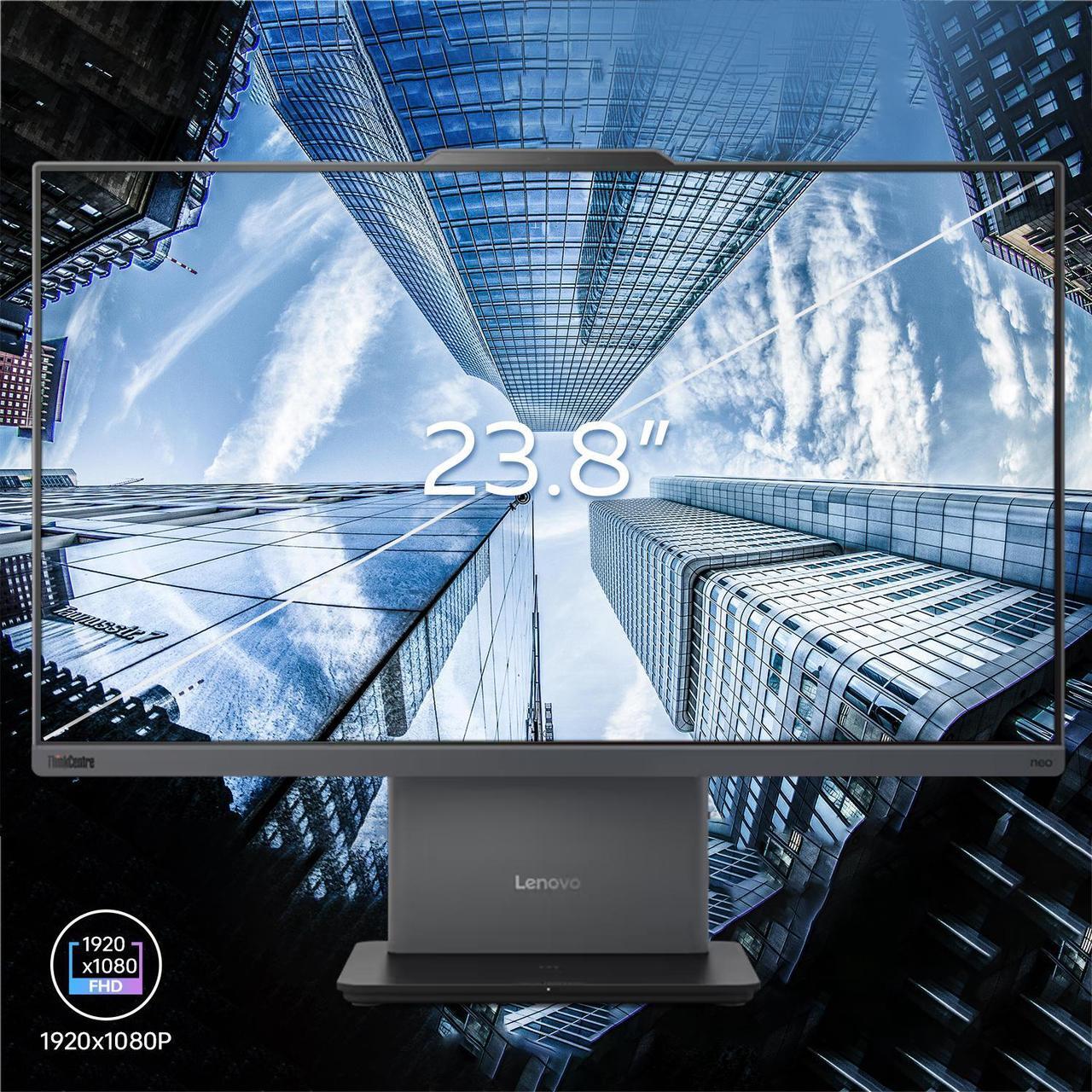 Alt view image 3 of 5 - Lenovo ThinkCentre Neo 50a Business All-in-One, 23.8" FHD Anti-Glare Display, Intel Core i7-13620H, 16GB DDR5 RAM, 512GB SSD, Wired KB & Mouse, HDMI, RJ-45, Webcam, Wi-Fi 6, Windows 11 Pro, Black