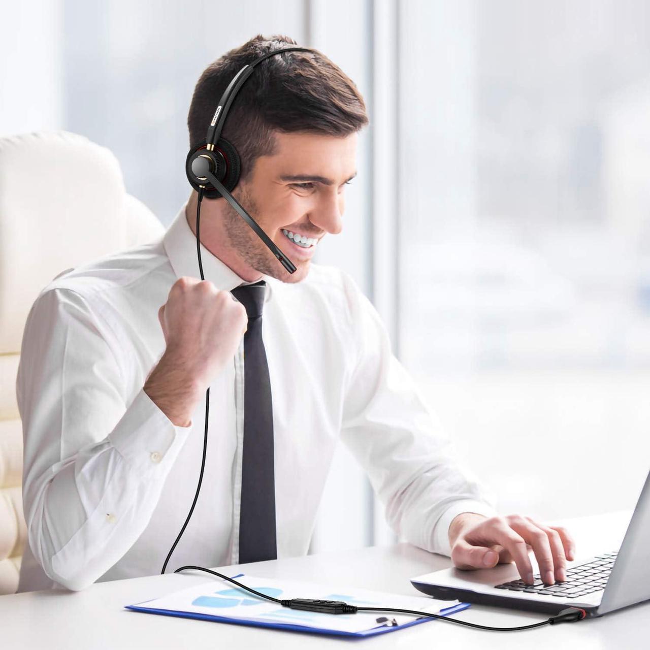 Alt view image 6 of 7 - USB Headset with Microphone Noise Cancelling & Audio Controls Ultra Comfort USB Headphone for Computer Laptop Pc Business Skype UC Webinar Call Center Office
