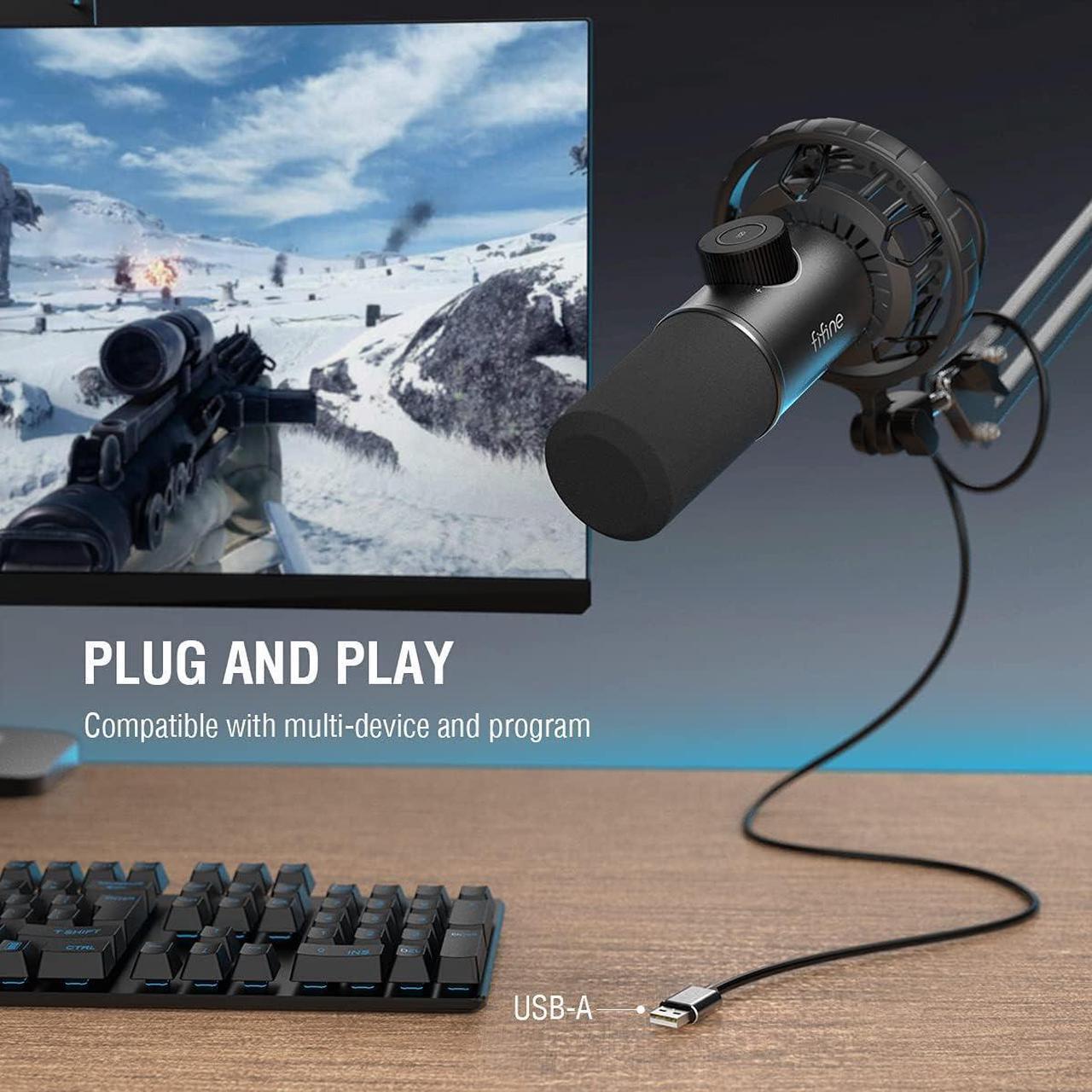 Alt view image 3 of 7 - USB Gaming Microphone, RGB Dynamic Mic for PC, with Tap-to-Mute Button, Plug & Play Cardioid Mic with Headphone Jack for Streaming, Podcast, Twitch, YouTube, Discord- K658