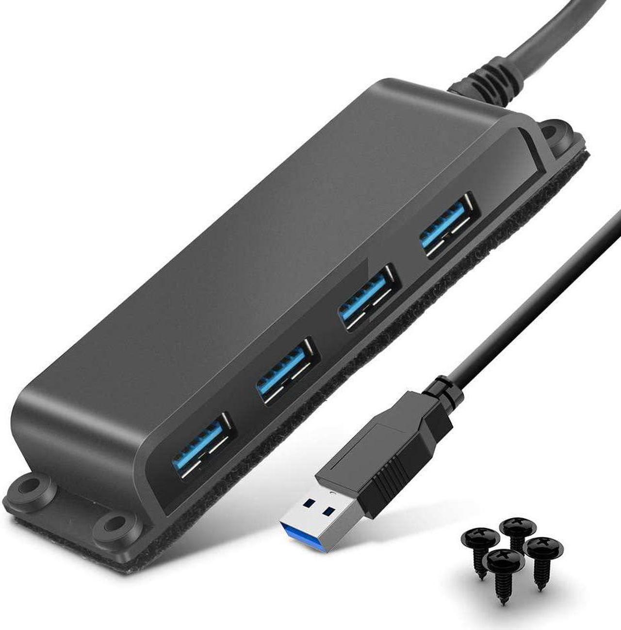 4-Port USB 3.0 Portable Desk Hub,Fixable USB Data Hub 3.0 with 3.3ft/100CM Cable for MacBook, Mac Pro/Mini, iMac, XPS, Surface Pro, Notebook PC, USB Flash Drives, Mobile HDD,Computer and More