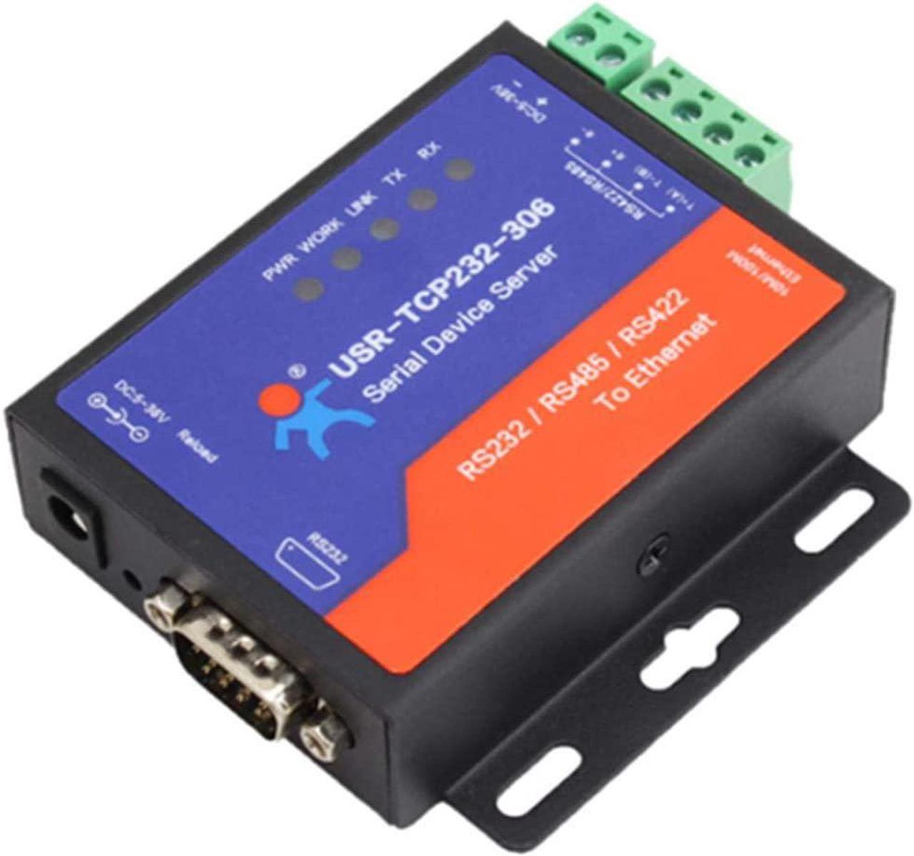 Single Port Serial Server RS232 RS485 RS422 Serial to Ethernet Converter Transparent Transmission Between RS232/RS485/RS422 Ethernet Serial Data Communication Device (TCP232-306 RS232/485/422 Port)