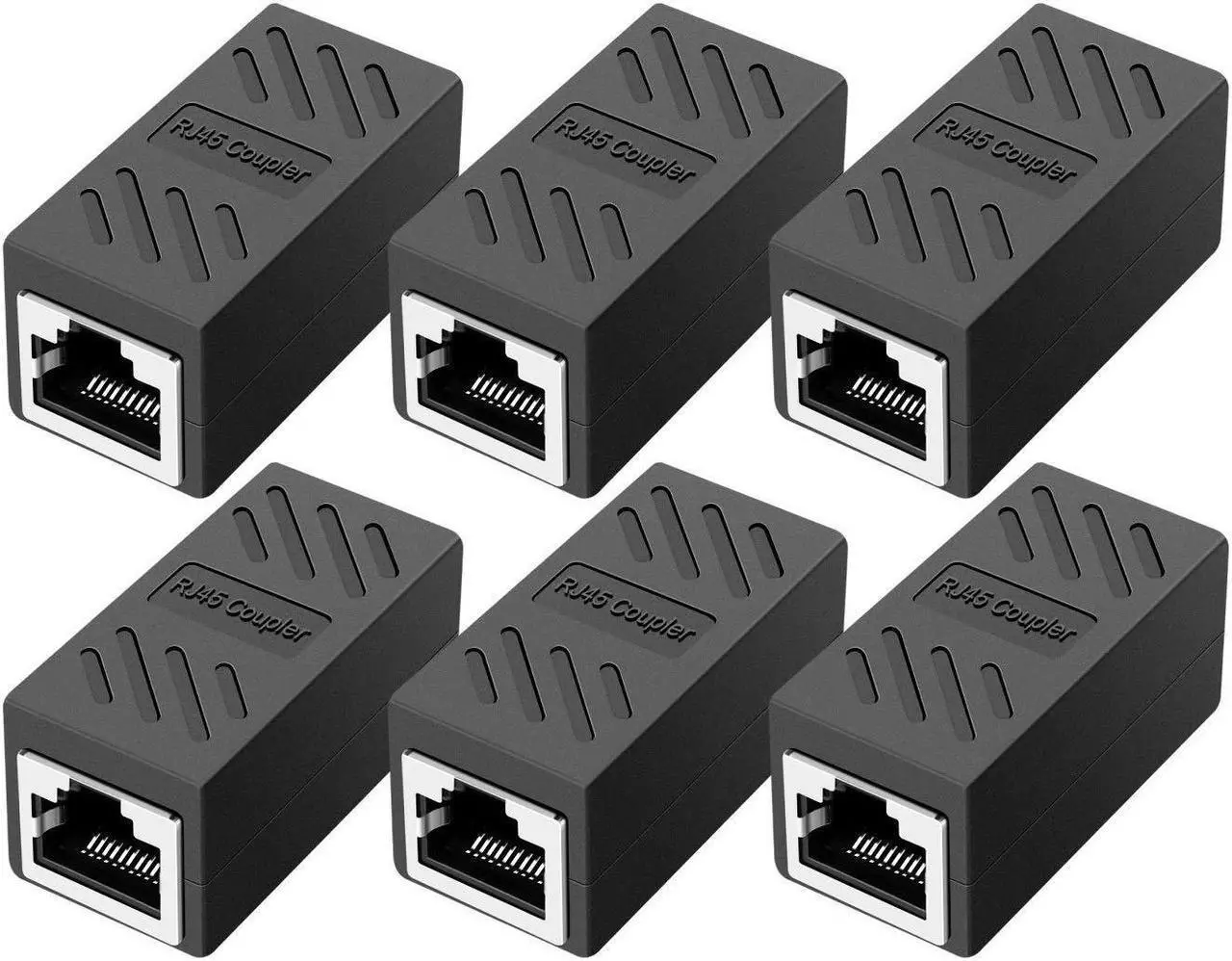 Main image of RJ45 Coupler Ethernet Coupler Inline Coupler for Cat8/ Cat7/ Cat6/ Cat5e/ Cat5 Ethernet Cable Extender Adapter for PC Router Modem PS5 Xbox Female to Female (6 Pack Black)