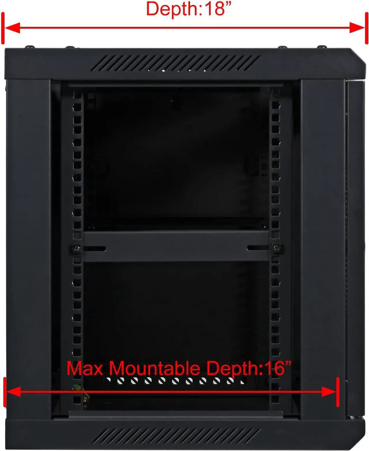 Alt view image 4 of 7 - 9U Professional Wall Mount Network Server Cabinet Enclosure 19-Inch Server Network Rack 16-Inches Deep Black