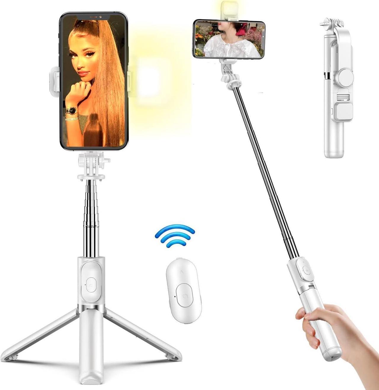 40" Selfie Stick with LED Fill Light & Phone Tripod, Bettvance Extendable Cell Phone Tripod Stand with Wireless Remote, Compatible with iPhone Android Phone. Best Gift