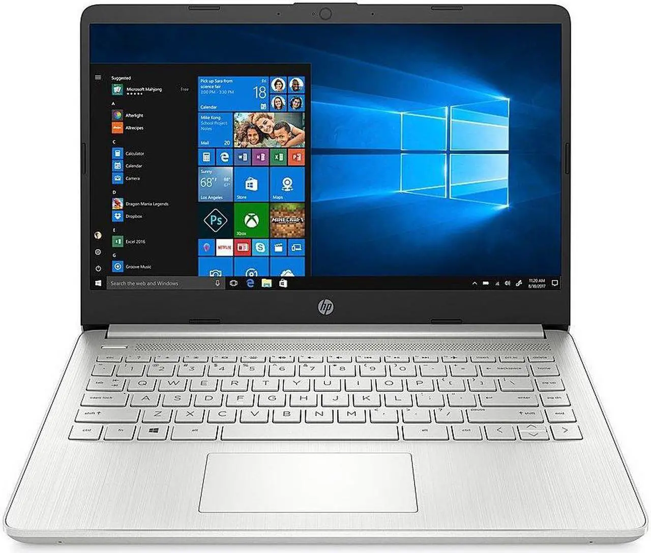 Main image of HP 14.0" FHD(1920x1080)Finger Print Reader Laptop,Intel Core i3-1115G4(up to 4.1GHz),Intel UHD Graphics,8 GB RAM,256 GB SSD, Wi-Fi and Bluetooth, Windows 10 Home,Silver