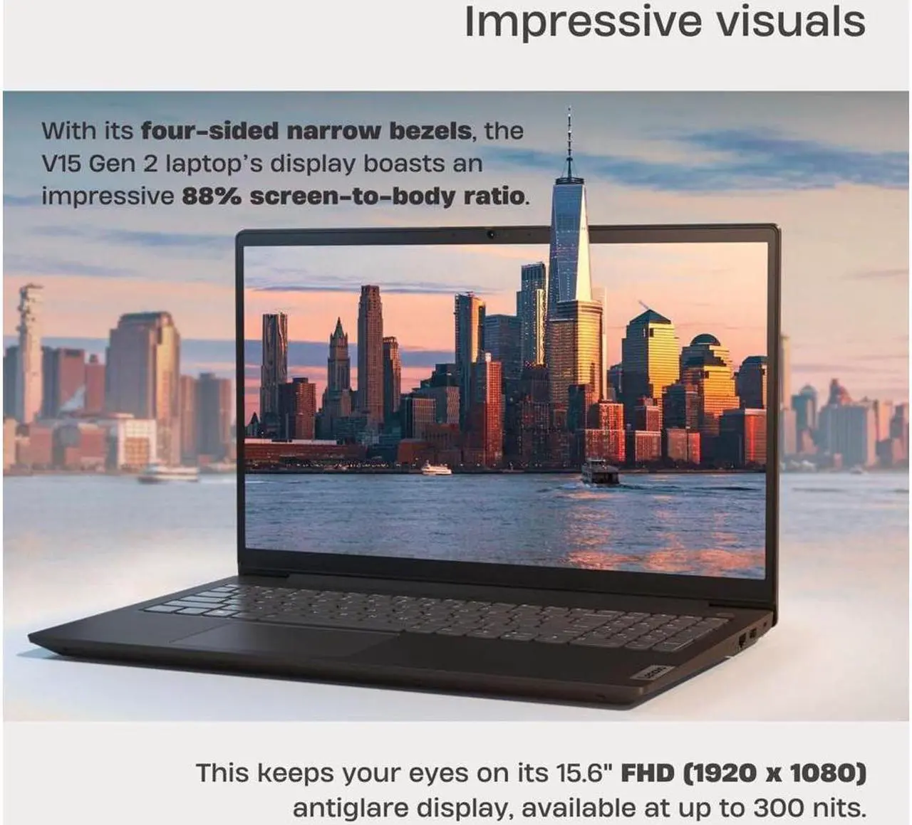Alt view image 3 of 4 - Lenovo V15 G2 15.6"(1920 x 1080) FHD Business Laptop,Intel Celeron N4500,Intel UHD Graphics,16 GB RAM,512 GB SSD,Wi-Fi 5,Windows 11 Home,Black