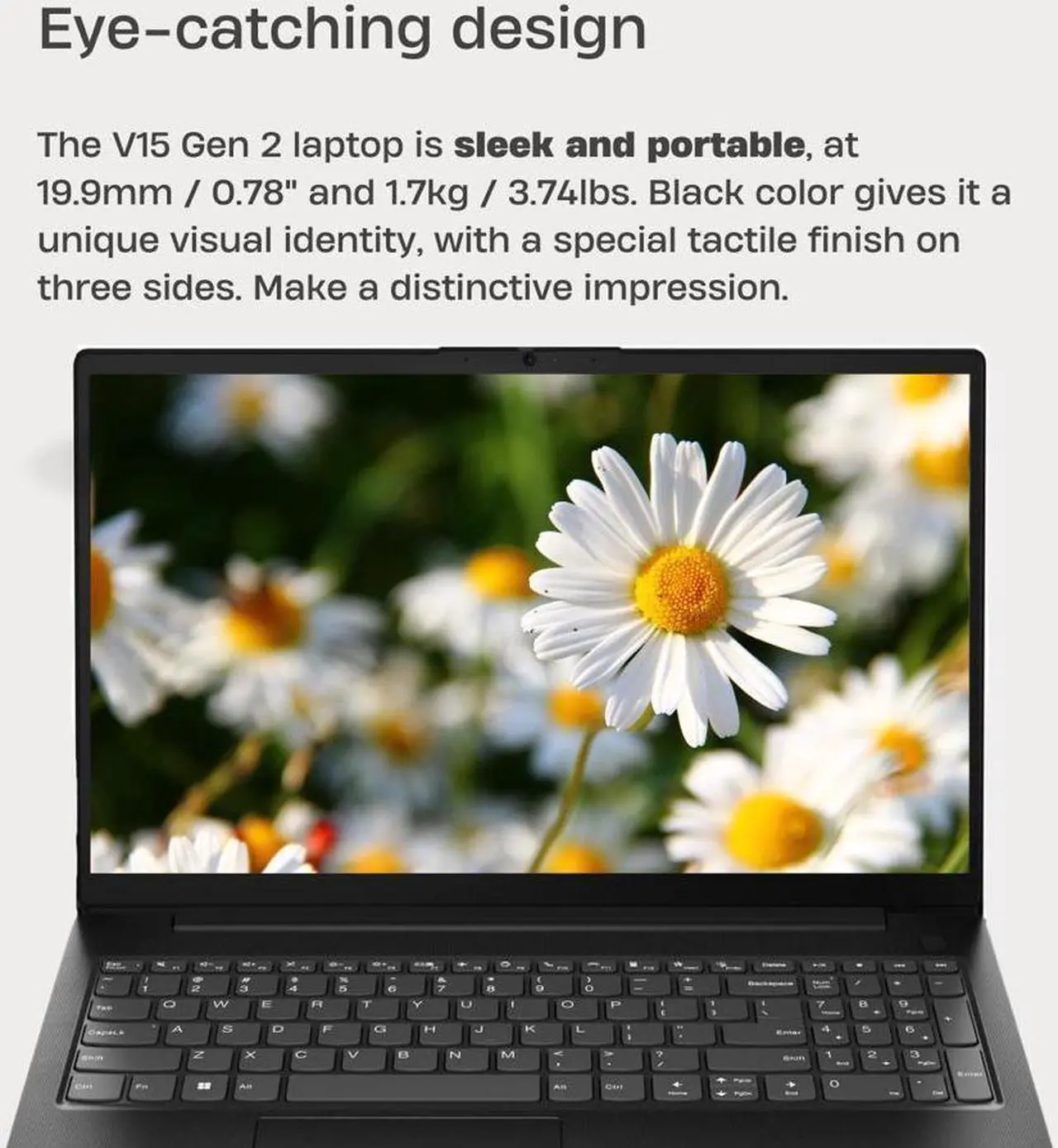 Alt view image 2 of 4 - Lenovo V15 G2 15.6"(1920 x 1080) FHD Business Laptop,Intel Celeron N4500,Intel UHD Graphics,16 GB RAM,512 GB SSD,Wi-Fi 5,Windows 11 Home,Black