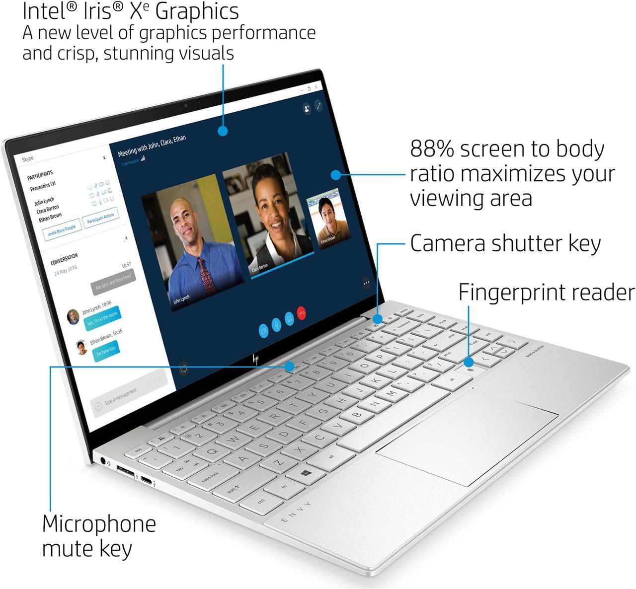Alt view image 2 of 3 - HP ENVY 13-BA1047 13.3" 8GB 256GB SSD Core™ i5-1135G7 2.4GHz Win10H, Natural Silver