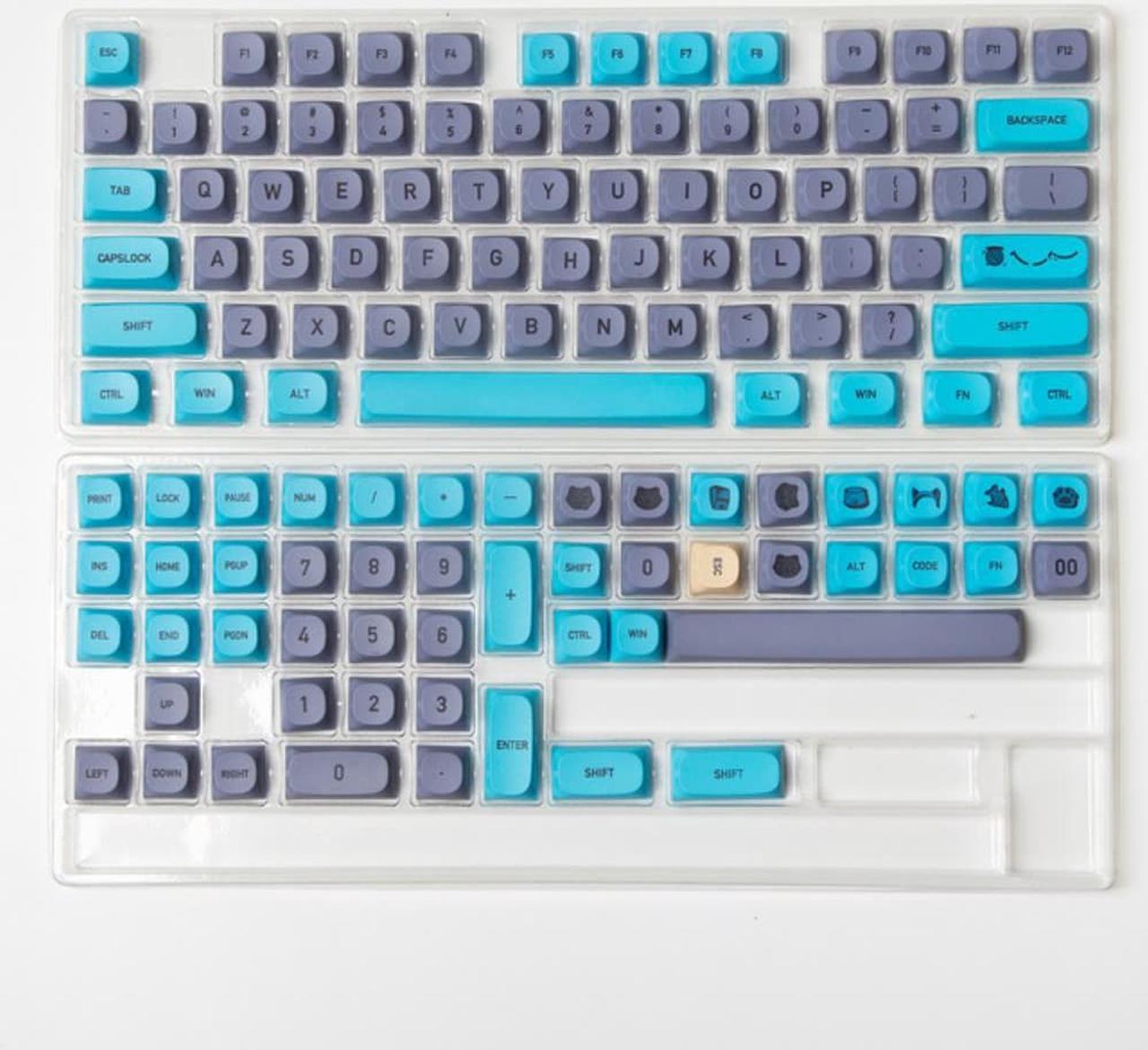 Ruth's sister 125 Keys Blue Cat Theme 9mm MA Profile  PBT Dye Sublimation Keycaps For Mx Switch Mechanical Keyboard 61 64 68 87 96 980