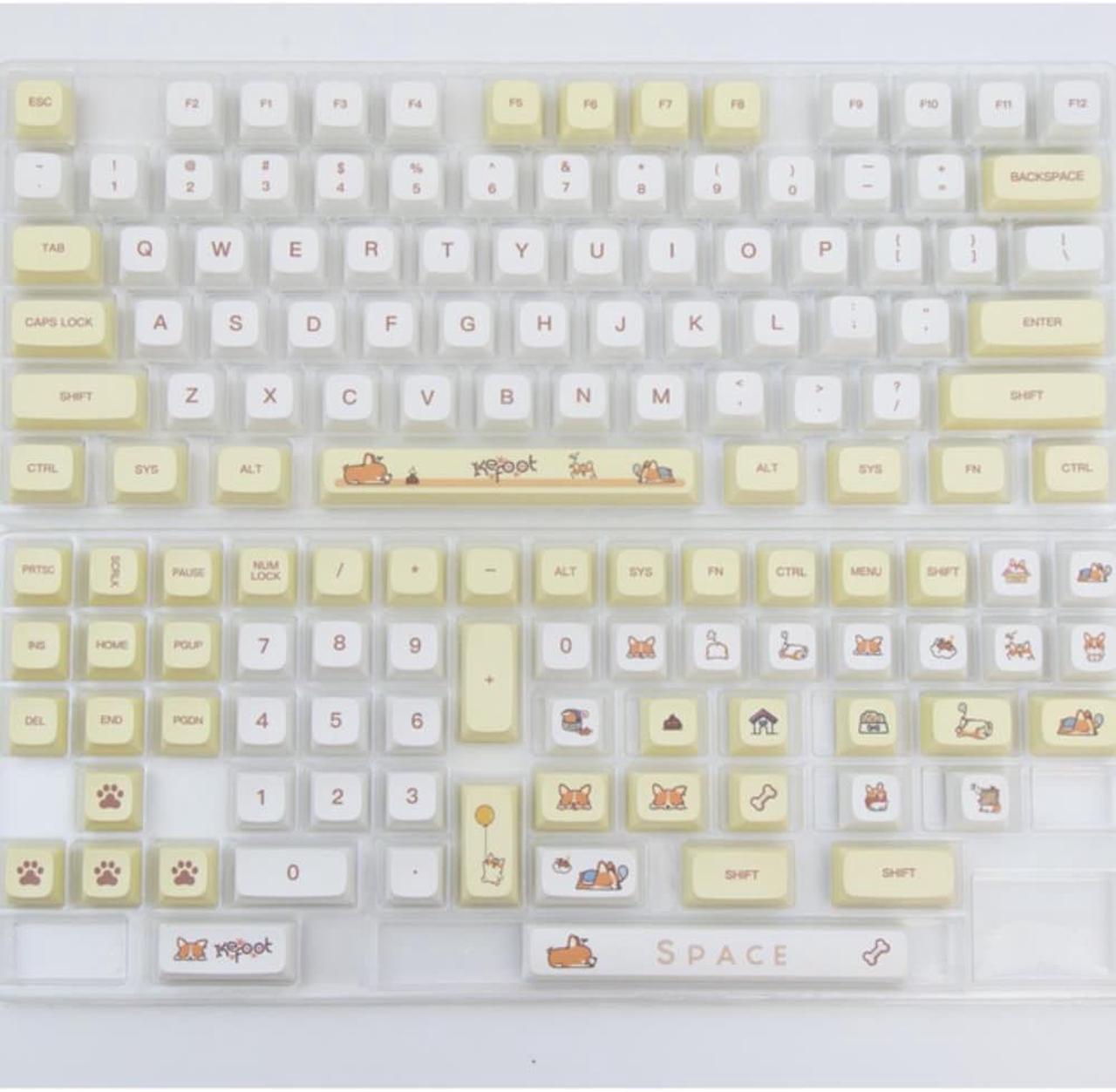 Ruth's sister 135 Keys Corgi Themed keycaps XDA Profile PBT Dye Sublimation Keycaps for MX Switch Fits 61 64 68 87 96 104 Mechanical Keyboard