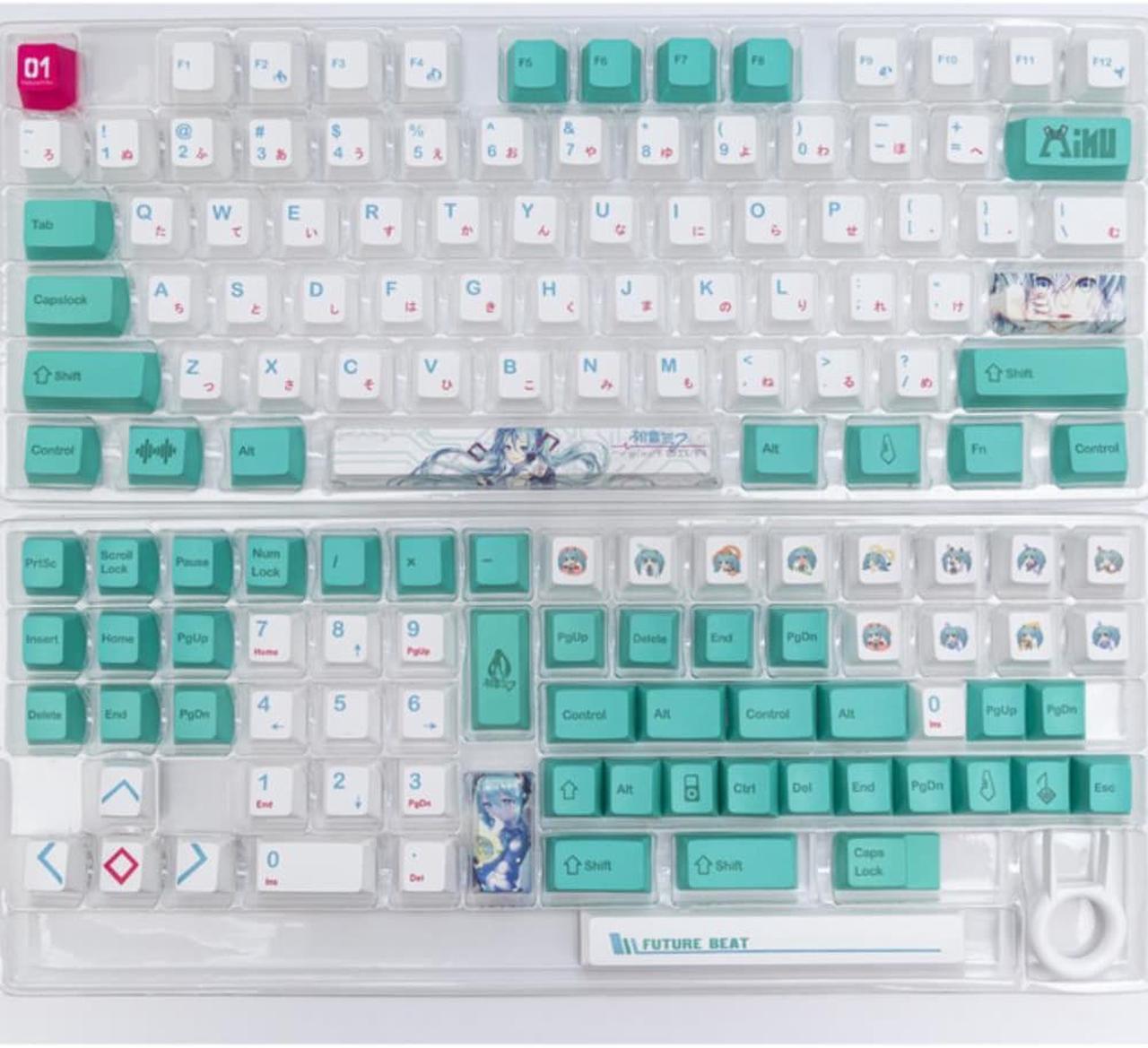 Ruth's sister 1 Set Japan Anime Miku Keycap profile PBT Dye Sublimation Personality 141 key Keycaps For MX Switches Mechanical Keyboard