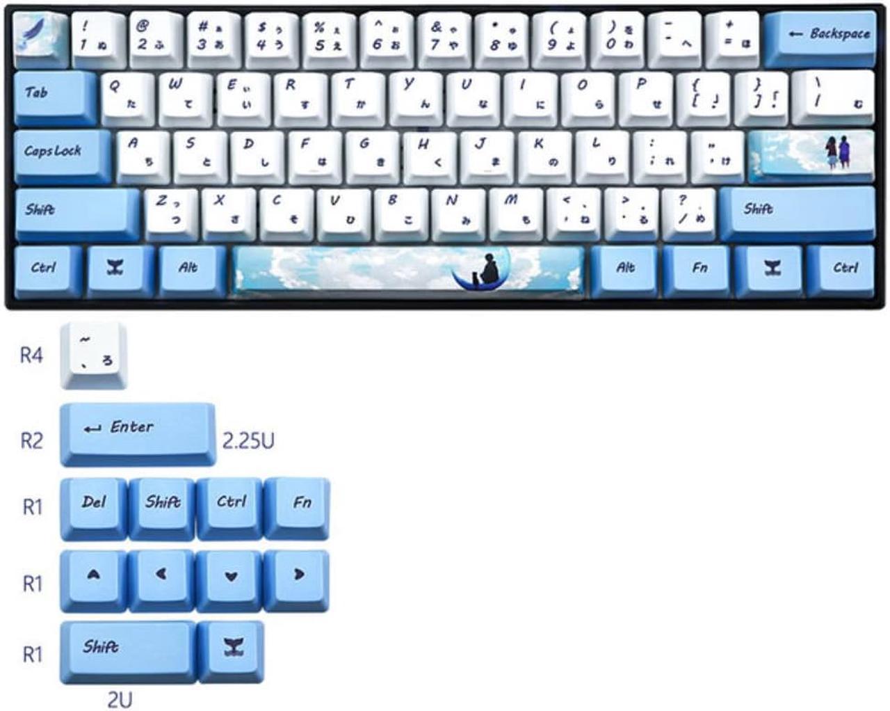 Ruth's sister Keycaps Dye Sublimation 72 Keys PBT Keycaps Thick OEM Japanese root font keycap For Gateron Kailh switch Keyboard