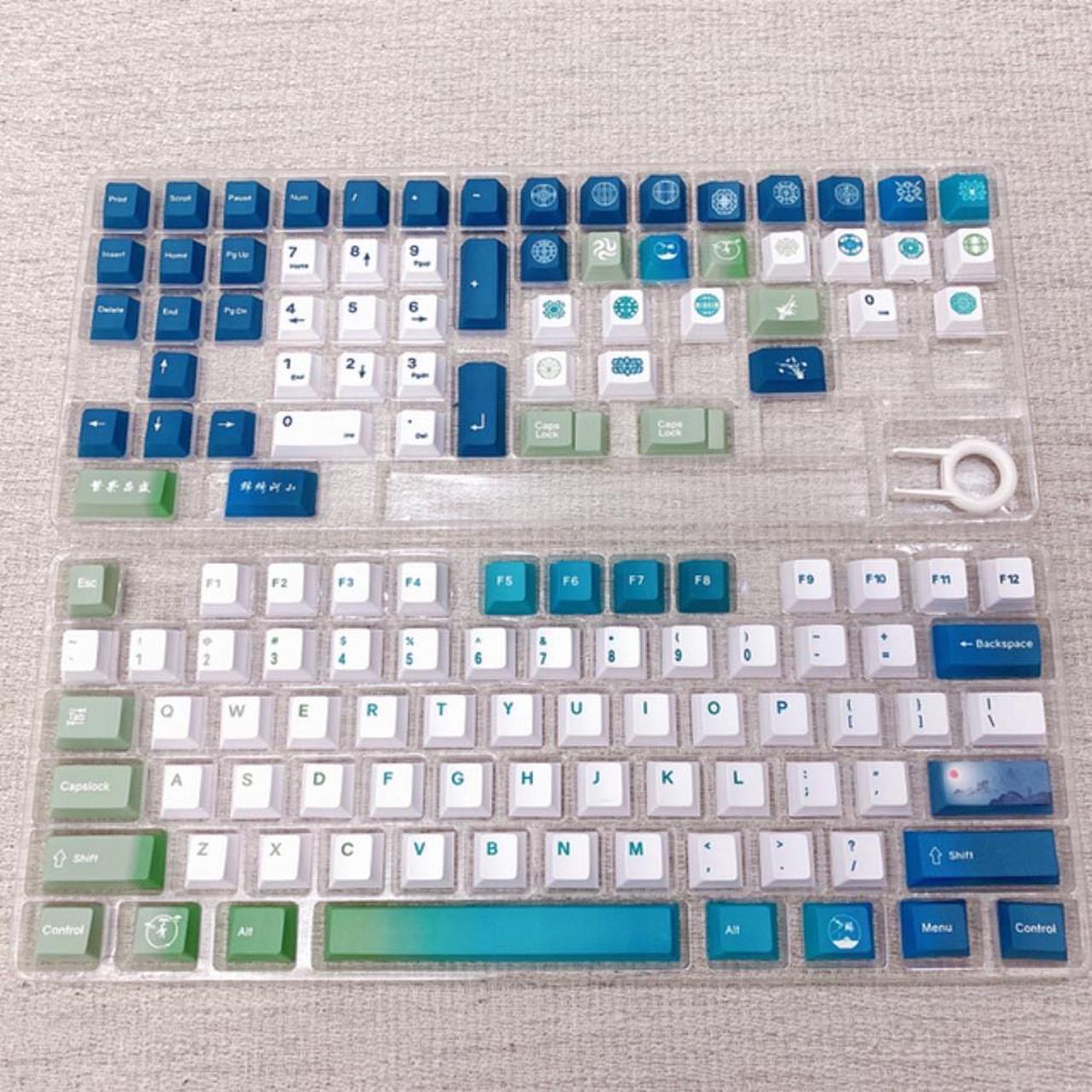 Ruth's sister 133 Key Teal Green Theme Keycaps PBT Dye-SUB Profile Chinese style Keycaps For MX Switch Mechanical Keyboard Keycaps