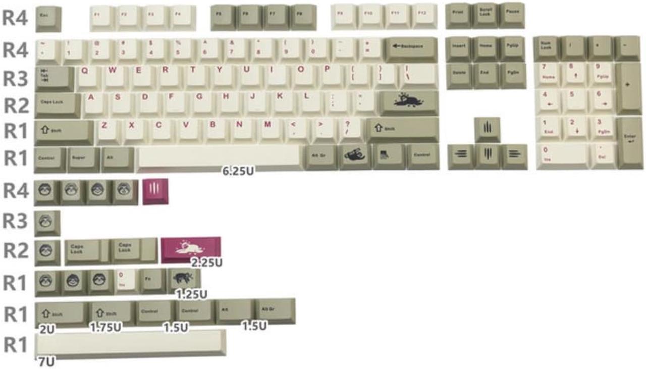 GMK Sloth 125 Keys Keycaps Dye Sublimation Profile PBT Key Caps For MX Switch Fit 61/64/68/87/96/104/108 Keyboard