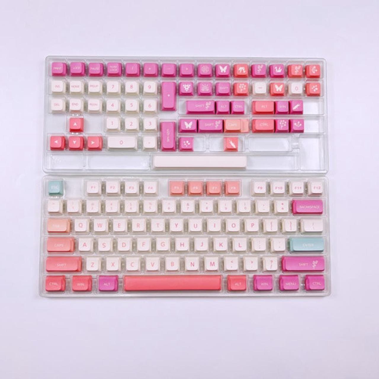 135 Key Sunset Glow Theme Keycaps Pink White PBT Keycaps Dye Sublimation XDA Profile Keycaps For MX Switch Mechanical Keyboard