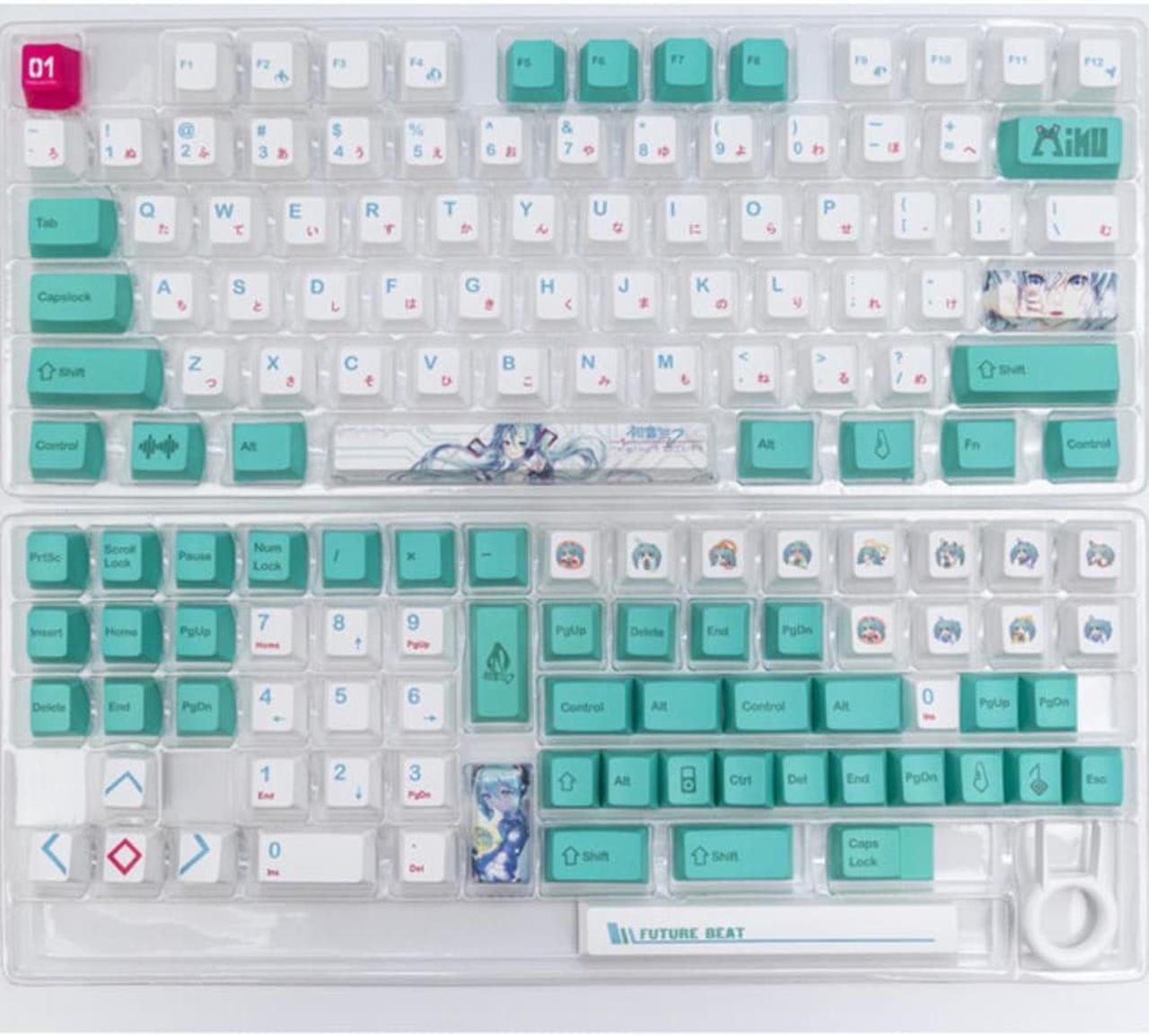 141 Key Japan Miku Keycaps BPT Profile Dye Sublimation Japanese Anime Keycaps For MX Switch Mechanical Keyboard