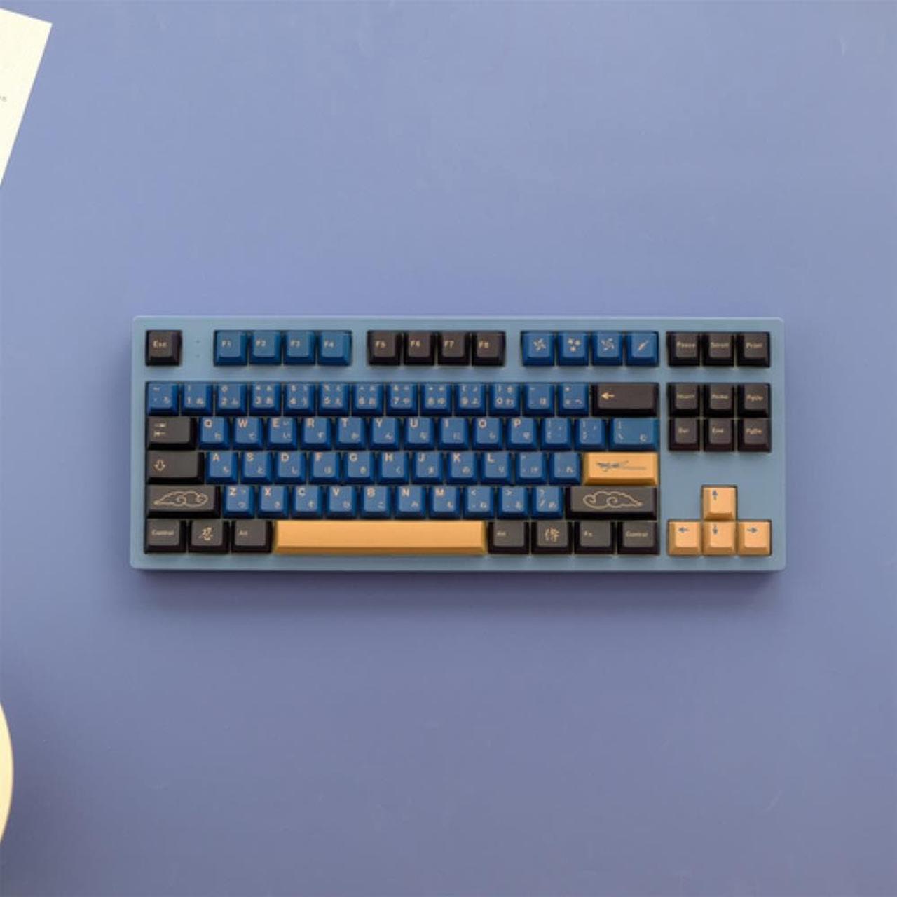 129 Keys GMK Blue Samurai Keycaps PBT,Profile Dye Sublimation Keycaps For Mechanical Keyboard MX Switches GK61 GH60 GMMK