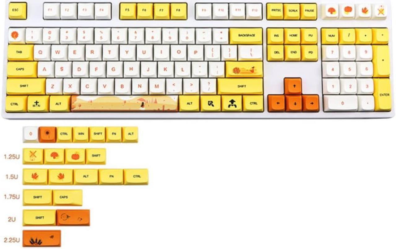 127 Keys Fall themed Keycaps XDA Profile PBT Dye Sublimation Keyboard Keycap For MX Switch 61/64/68/87/96/104/108 Keyboard