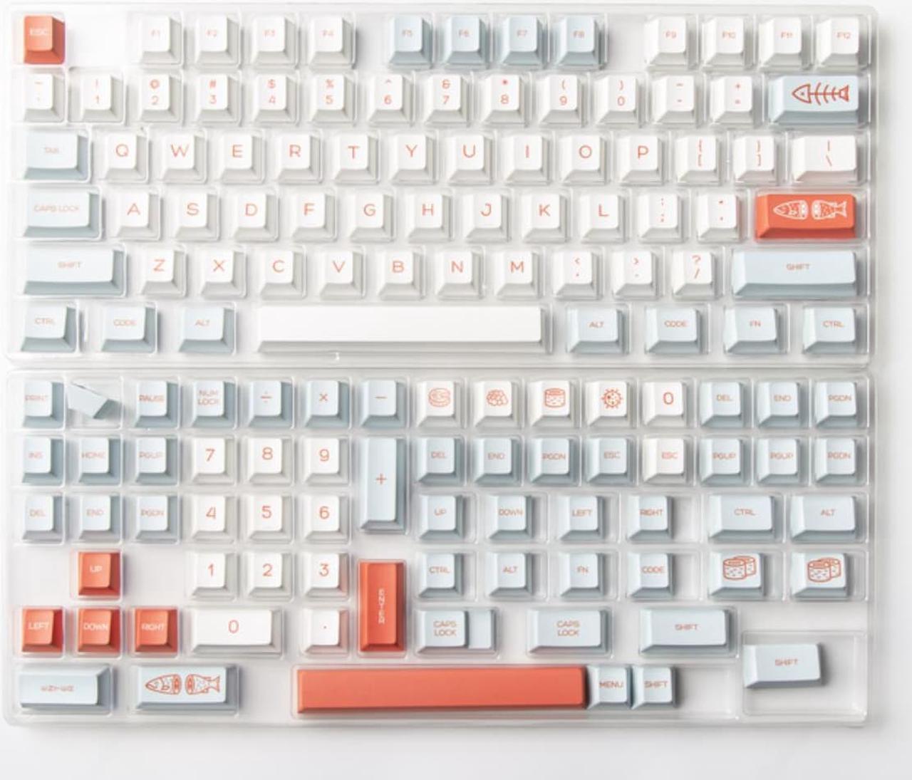 GMK Salmon 141 Keys/set Keycaps PBT Dye-Sublimated Keycaps Profile for MX Switch  Mechanical Keyboard GMK Key Caps