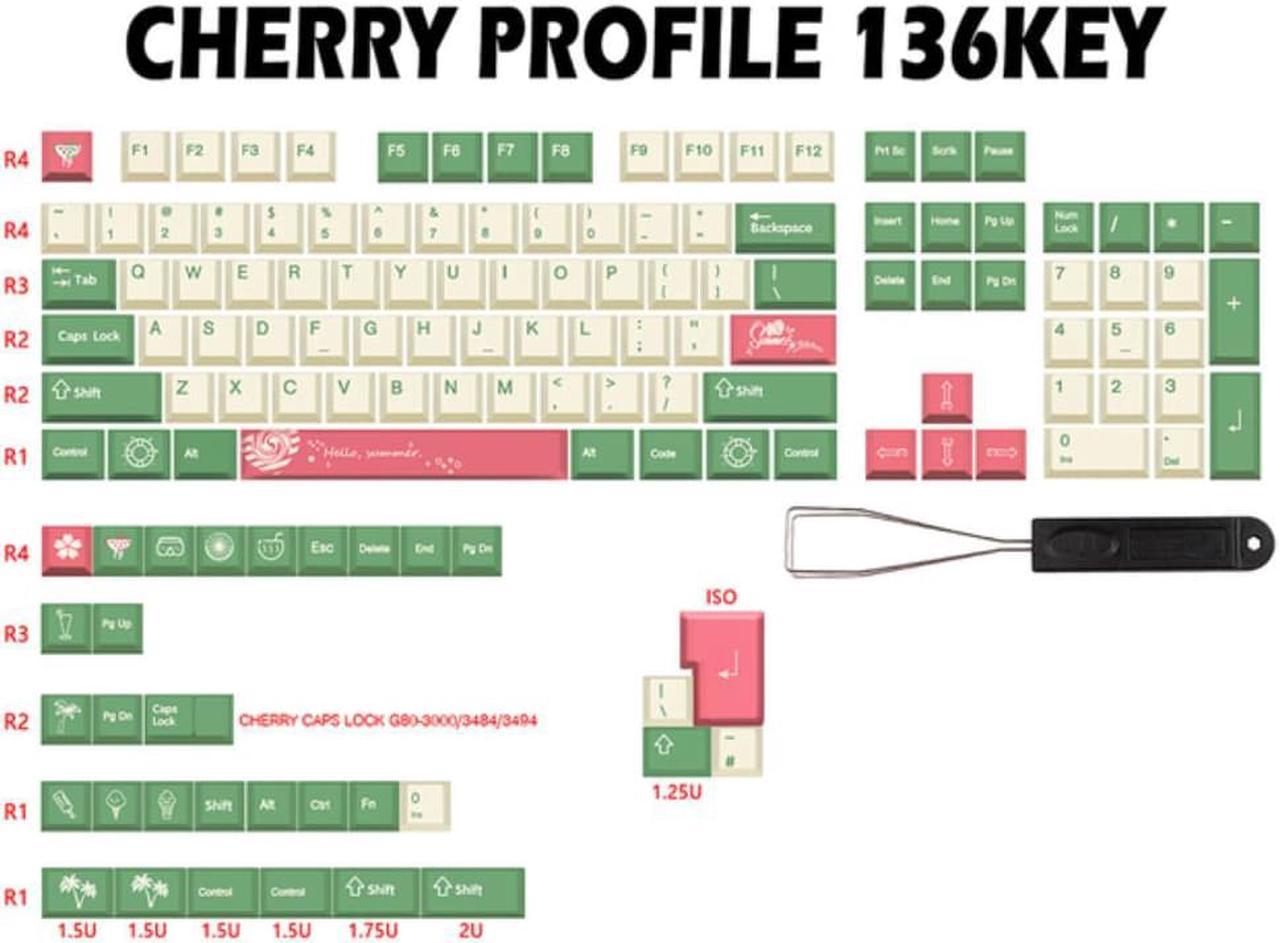 136 Key Early summer theme PBT Keycap profile Keycap Dye Sublimation For Gateron MX Switch Mechanical Keyboards