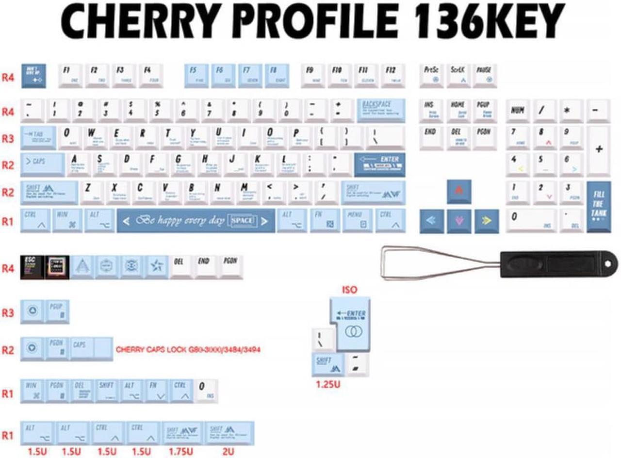 136 Key Programmer theme PBT Keycap profile Keycap Dye Sublimation With ISO Enter Key For MX Switch Mechanical Keyboards