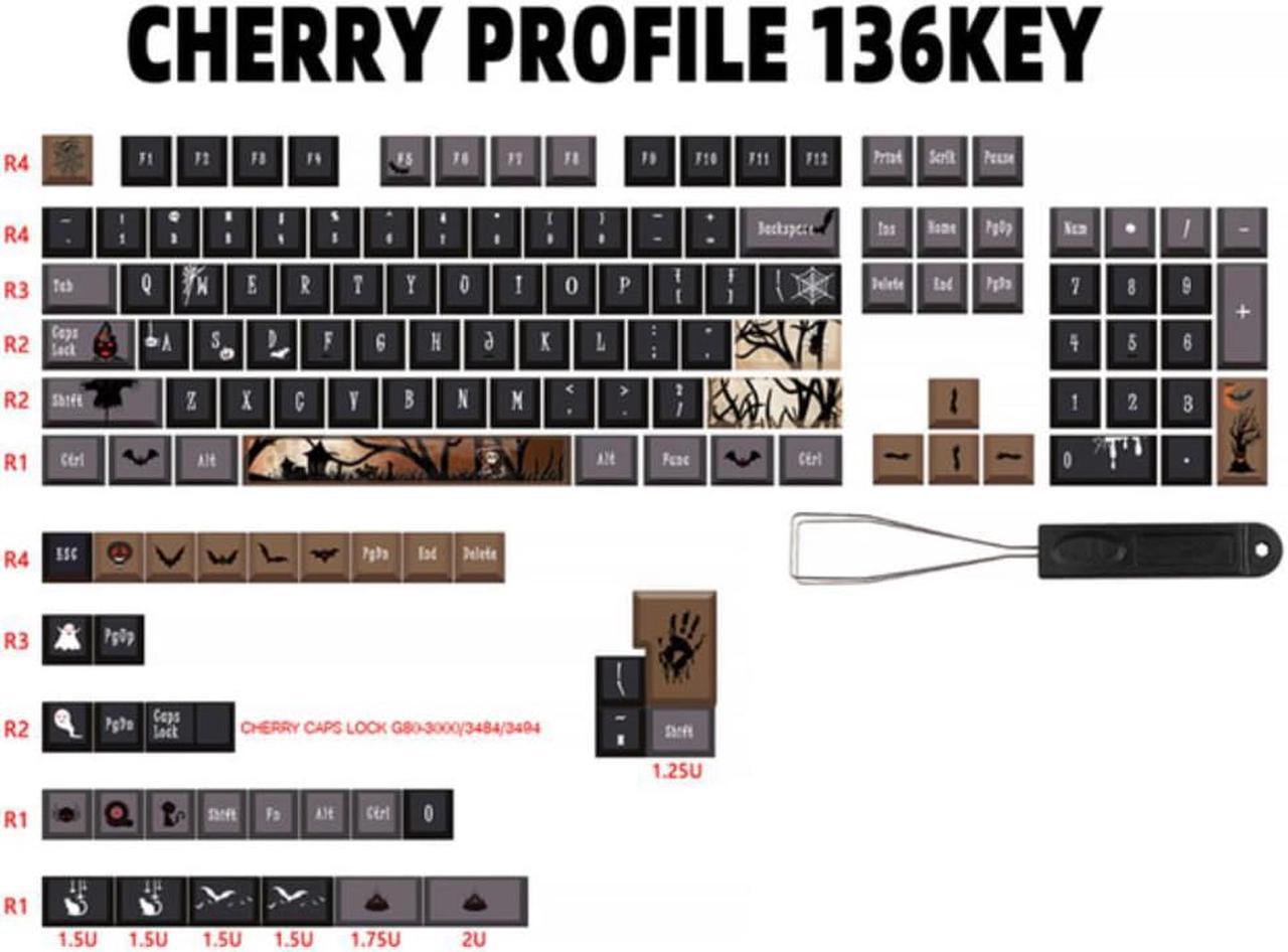 136 Key Ghost space theme PBT Keycap profile Keycap Dye Sublimation For MX Switch Mechanical Keyboards CMMK Poker TM680