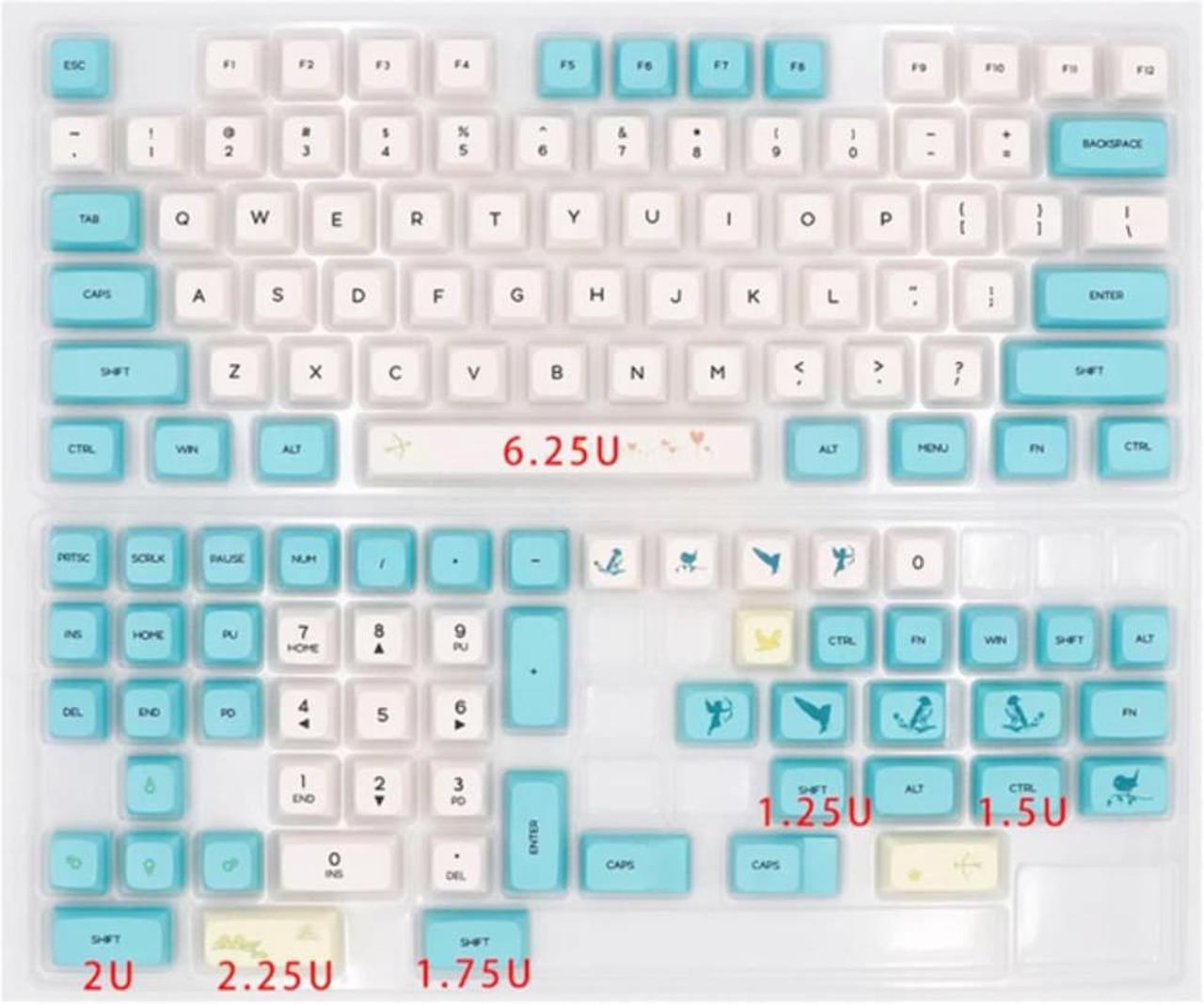 127 Keys Keycaps PBT Dye Sublimation XDA Profile Key Caps With 1.75U 2U Shift For MX Switch Fit 61/64/68/87/96/104/108 Keyboard