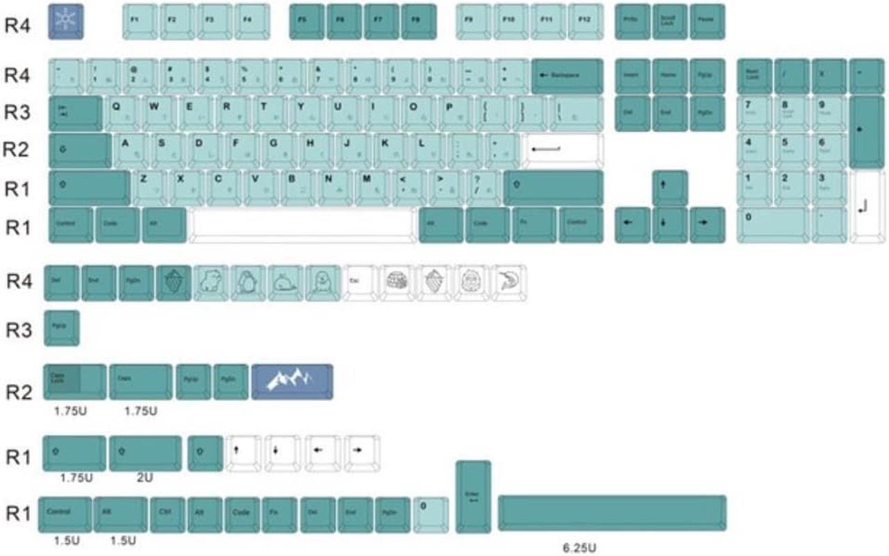 GMK IceBerg Clone 142 Keycaps PBT Dye Subbed Profile Keycap For MX Switch Mechanical Keyboard MK GK61 GK64 87 96 104 108