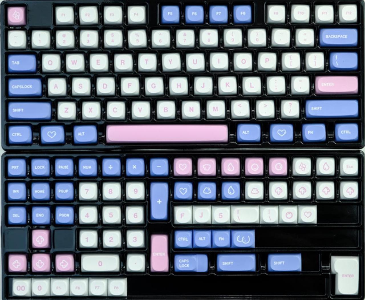 MA Profile 141 Keys Milk Bubble Keycaps Cute Pink Blue Keycap PBT Dye Sublimation Mechanical Keyboard Keycap MX Switches