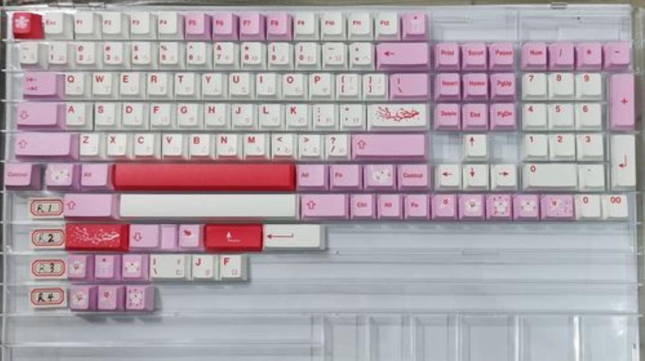 Keycaps GMK- Sakura Hazakura 132 Key PBT Dye Subbed Profile Keycap For MX Switch Mechanical Keyboard GH60 GK61 GK64