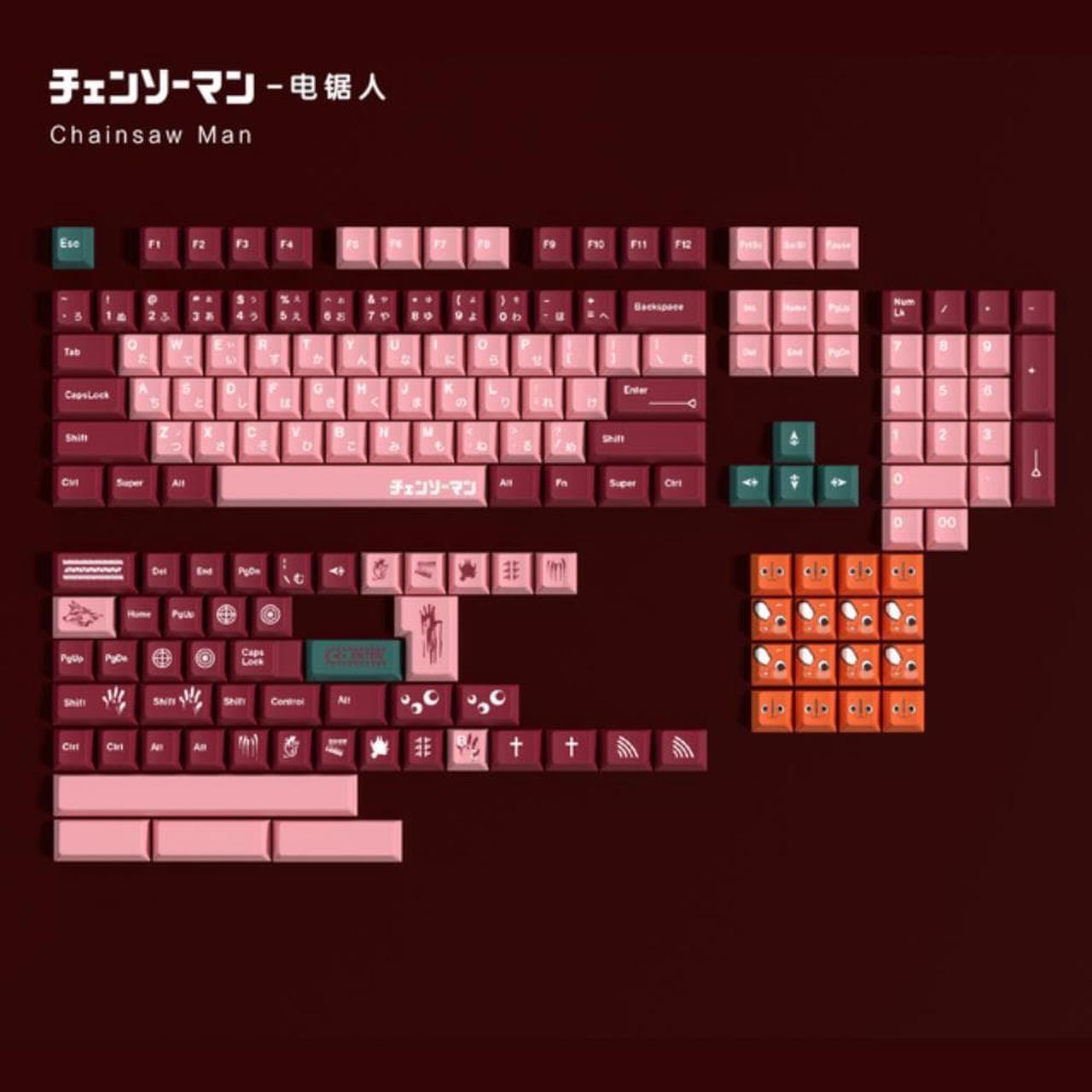 Keycaps 170 Keys Chainsaw Man Keycaps Profile PBT 5-side Dye Sublimation Mechanical Keyboard Keycap For MX Switch