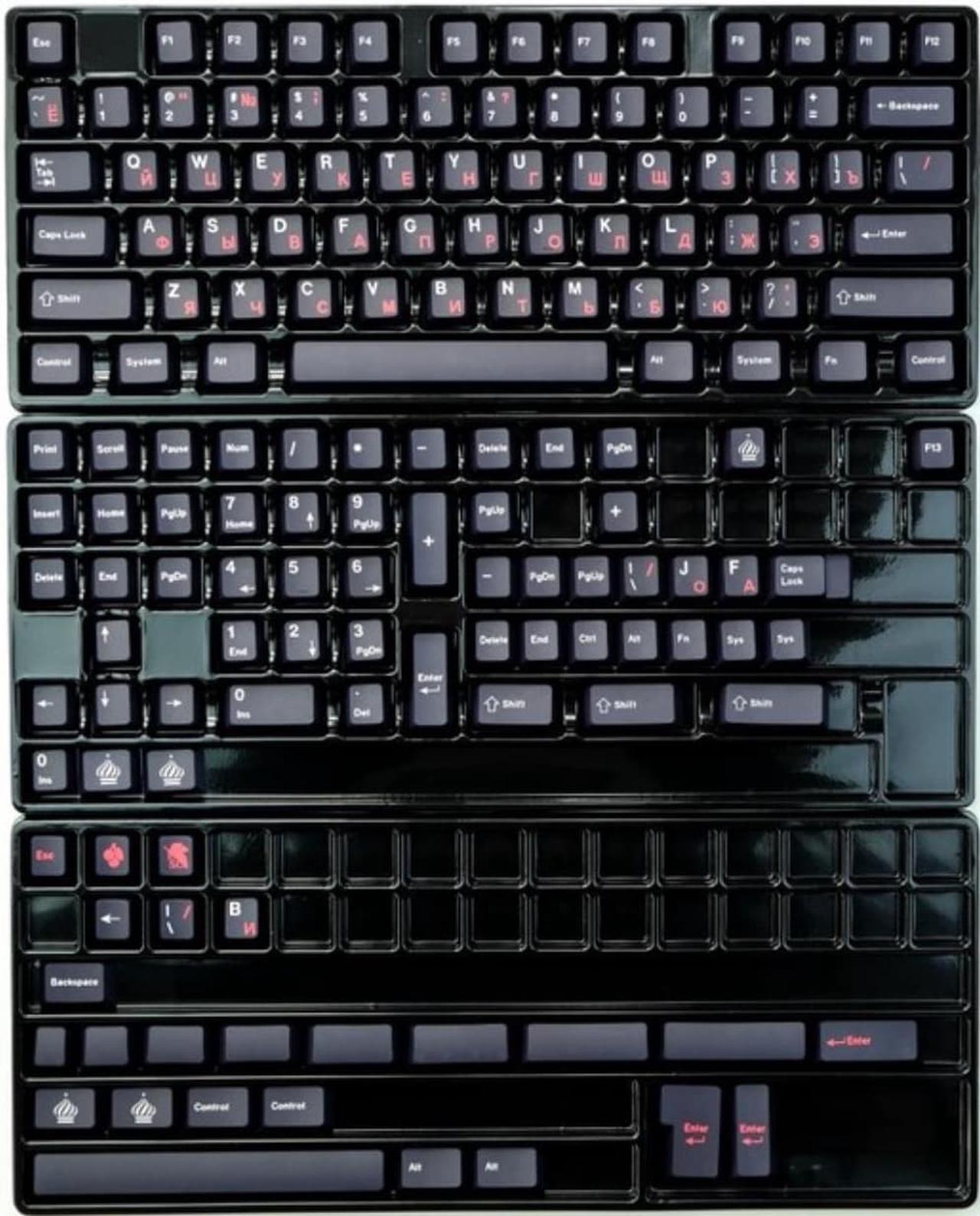 156 Keys Black Red Russian Keycaps PBT Dye Sublimation Mechanical Keyboard Keycap Profile For MX Switches Keycaps