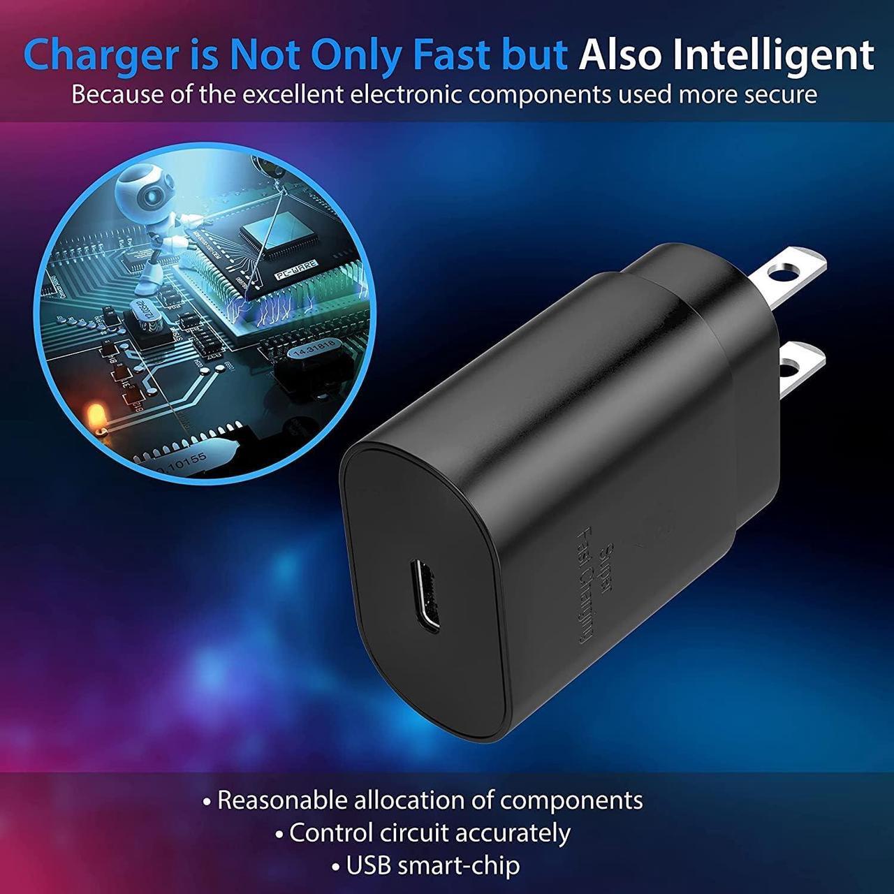 Alt view image 6 of 7 - Galaxy S25 S24 USB C Charging Block 25W PD Super Fast Charger Type C Wall Plug Adapter Quick Charge for  Galaxy S25/S24/S23/S22/S21/S20/Z Fold 3/4/5/Note20/iPhone 16/15 (Black 1Pack)