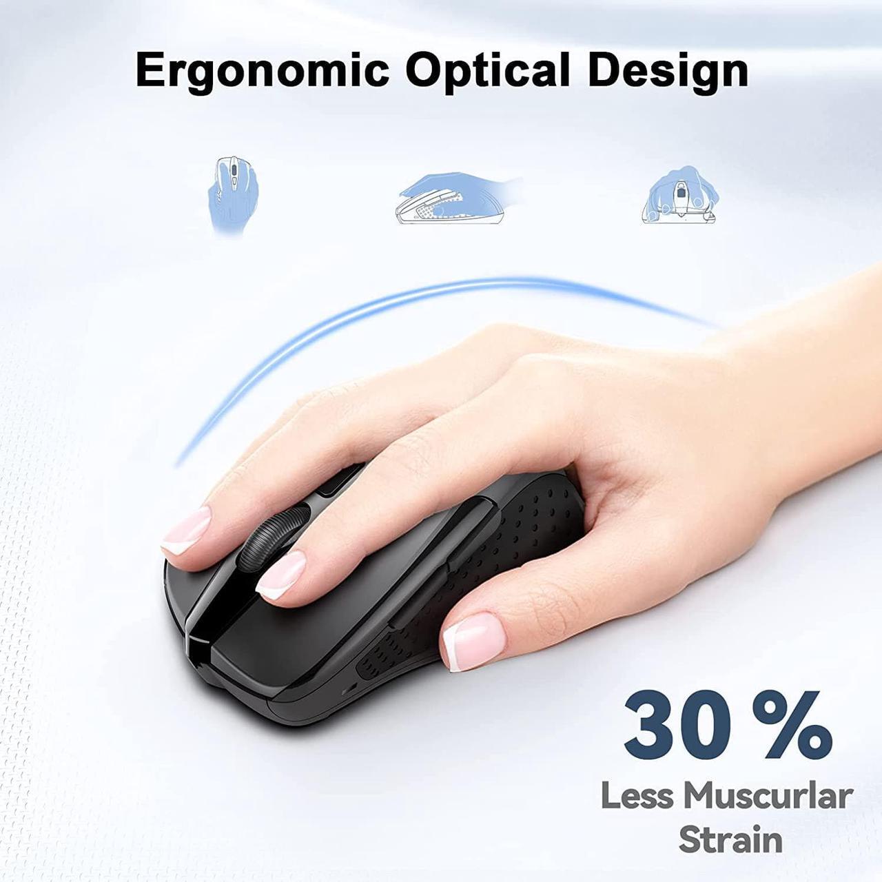 Alt view image 3 of 7 - Wireless Mouse 2.4G Ergonomic Optical Mouse Computer Mouse for Laptop PC Computer Chromebook Notebook 6 Buttons 24 Months Battery Life 2600 DPI 5 Adjustment Levels
