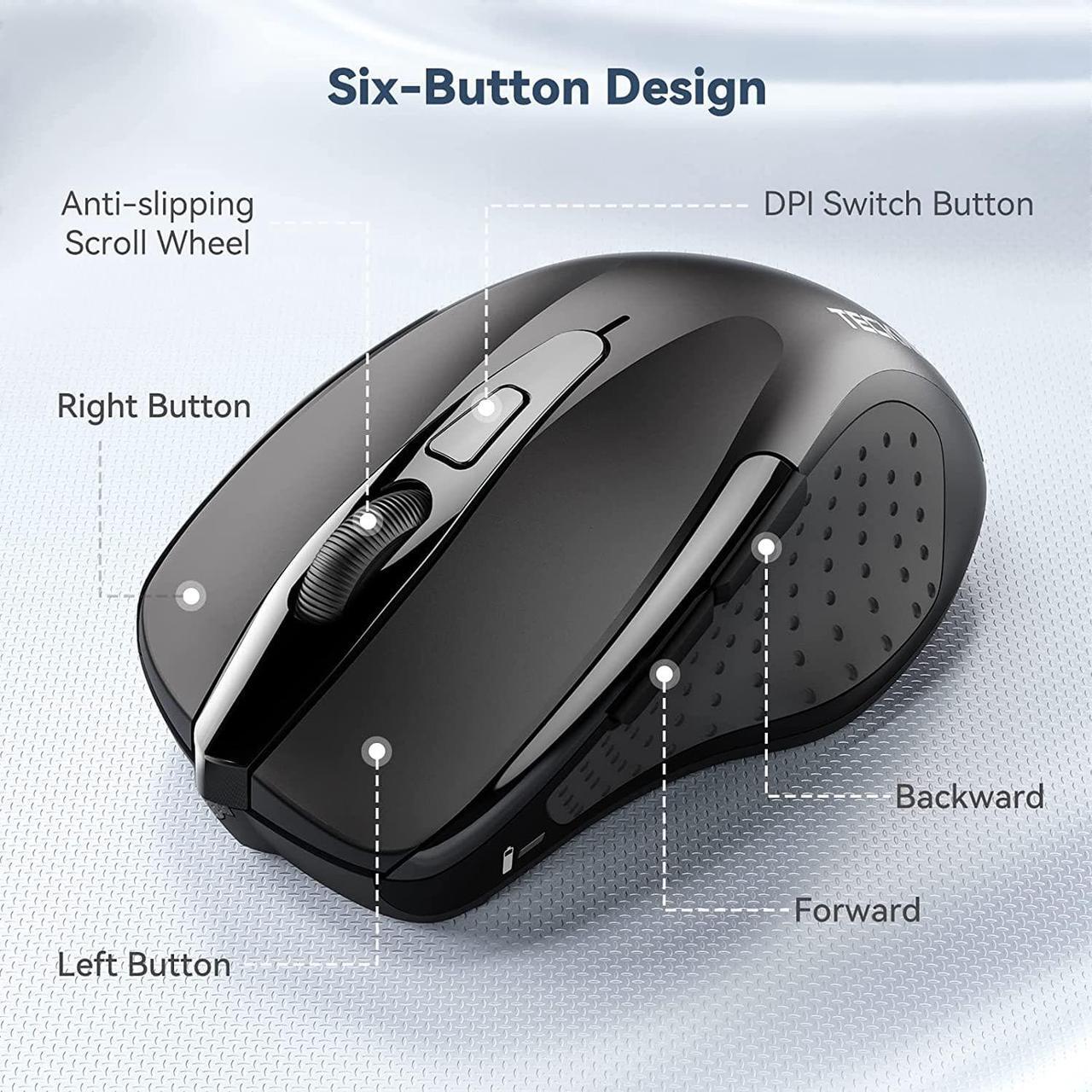 Alt view image 7 of 7 - Wireless Mouse 2.4G Ergonomic Optical Mouse Computer Mouse for Laptop PC Computer Chromebook Notebook 6 Buttons 24 Months Battery Life 2600 DPI 5 Adjustment Levels