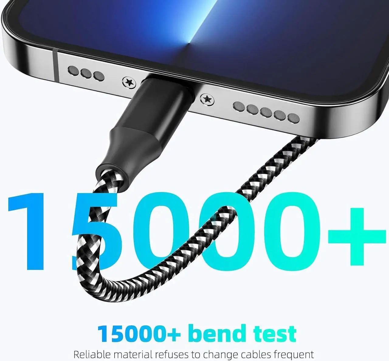 Alt view image 7 of 7 - iPhone Charger  MFi Certified 3pack 10FT Long Lightning Cable Fast Charging High Speed Data Sync USB Cable Compatible iPhone 14/13/12/11 Pro Max/XS MAX/XR/XS/X/8/7 Plus and More