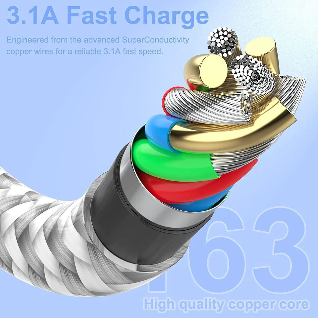 Alt view image 2 of 7 - Lightning Cable [Apple MFi Certified] iPhone Charger 6Pack [3/3/6/6/6/10 Ft] Apple Charging Cable Fast Charging High Speed USB Cable Compatible iPhone 14/13/12/11 Pro Max/XS MAX/XR/XS/8-Silver&Grey